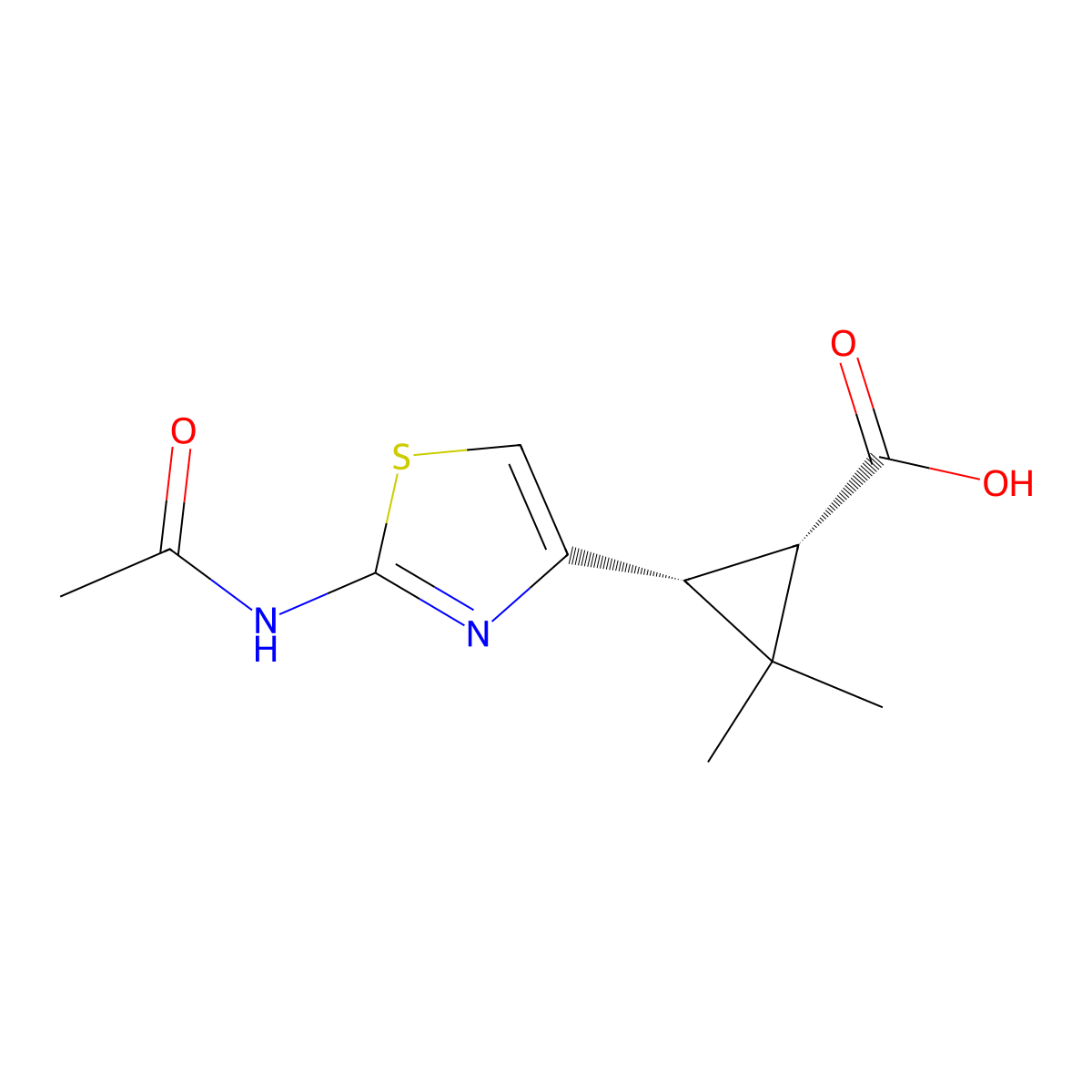 rac-(1R,3S)-3-(2-acetamido-1,3-thiazol-4-yl)-2,2-dimethylcyclopropane-1-carboxylic acid molecular structure, CAS 2679828-40-9