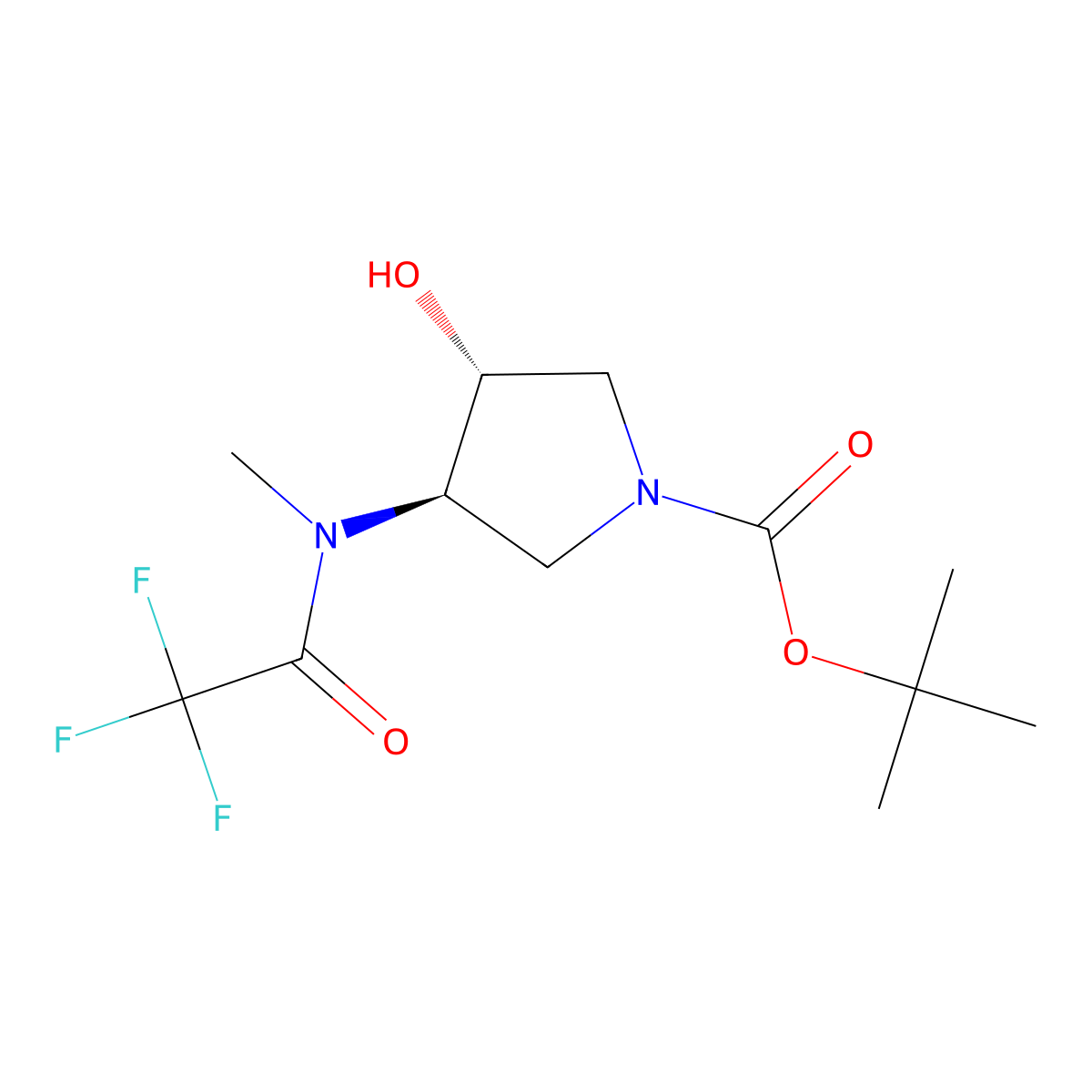 rac-tert-butyl (3R,4R)-3-hydroxy-4-(2,2,2-trifluoro-N-methylacetamido)pyrrolidine-1-carboxylate molecular structure, CAS 2679828-42-1