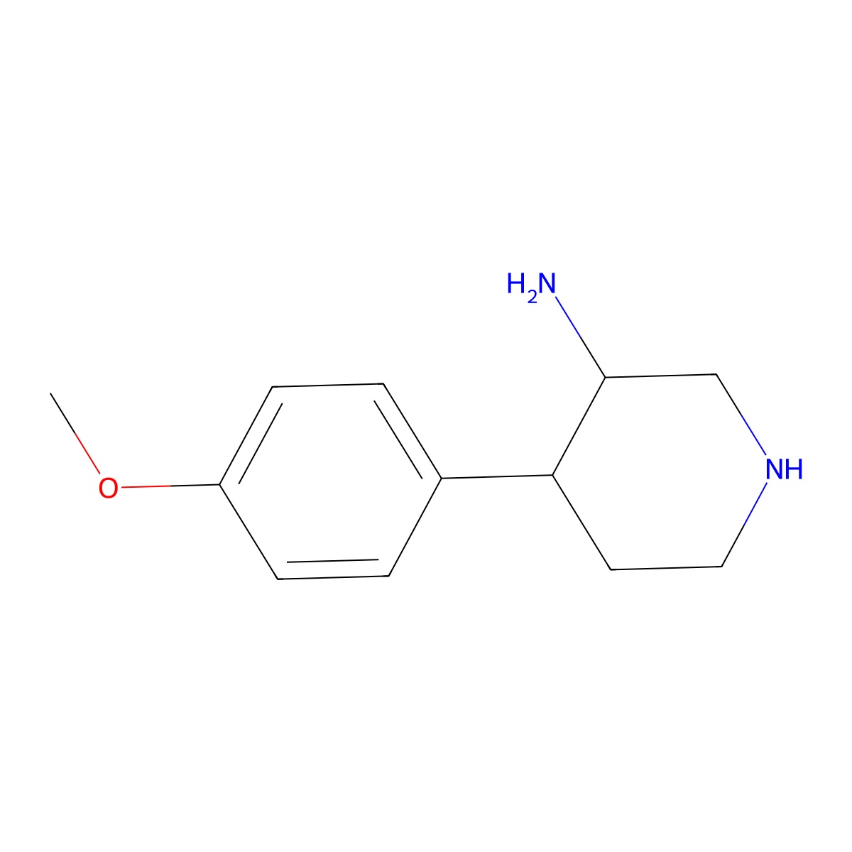 rac-(3R,4S)-4-(4-methoxyphenyl)piperidin-3-amine molecular structure, CAS 2679828-44-3