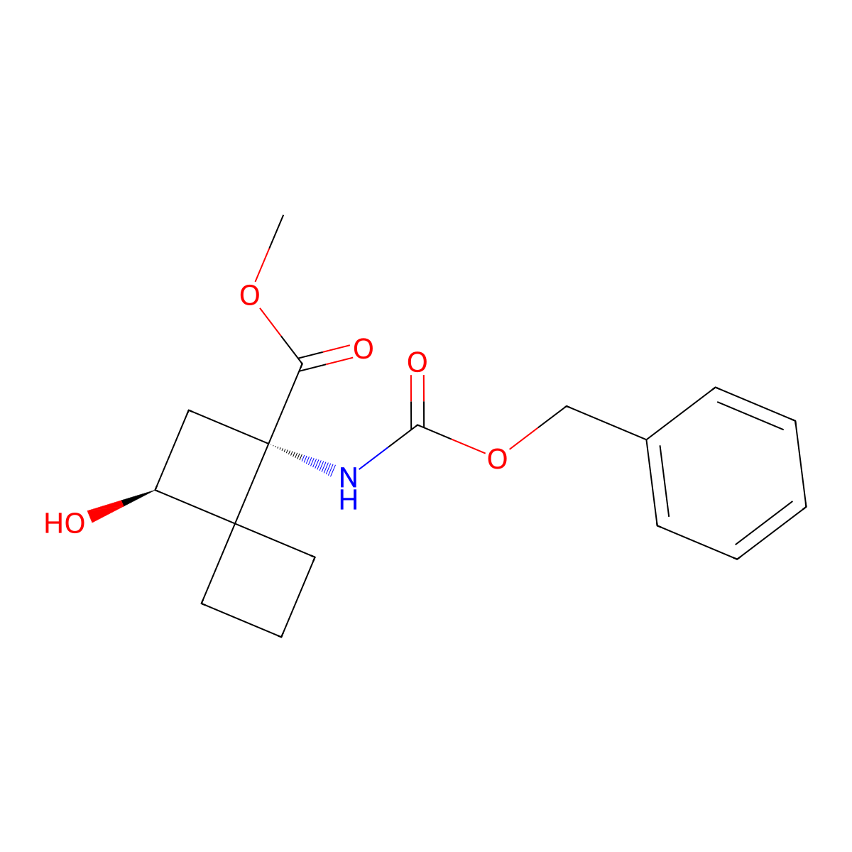 rac-methyl (1R,3R)-1-{[(benzyloxy)carbonyl]amino}-3-hydroxyspiro[3.3]heptane-1-carboxylate molecular structure, CAS 2679828-51-2
