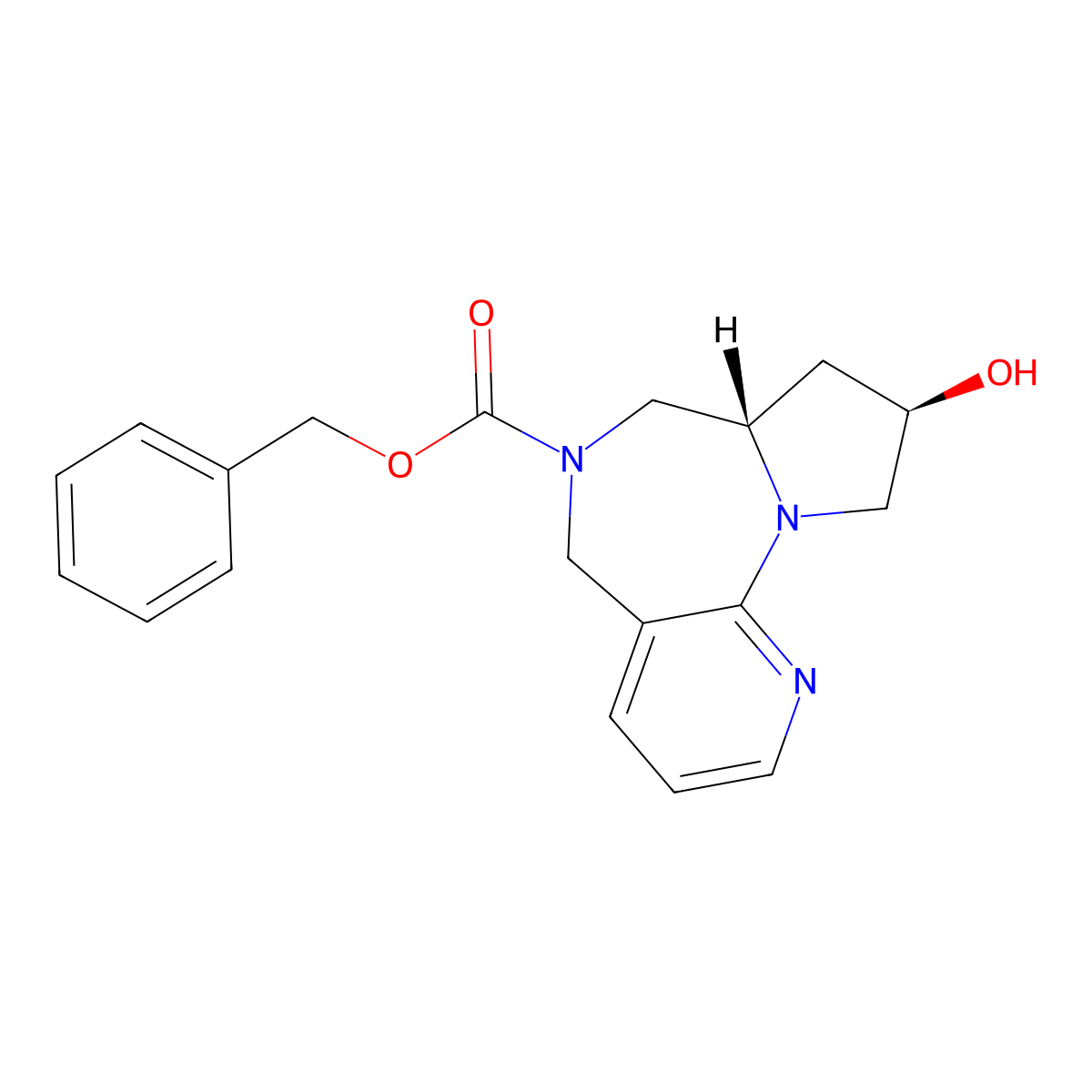 benzyl (4R,6S)-4-hydroxy-2,8,14-triazatricyclo[8.4.0.0,2,6]tetradeca-1(14),10,12-triene-8-carboxylate molecular structure, CAS 2679828-57-8