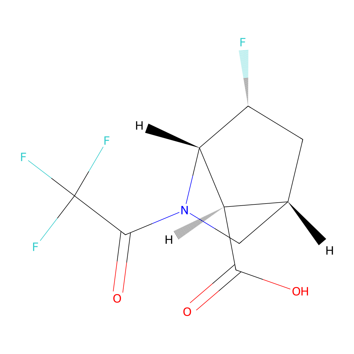 rac-(1R,4R,6S,7S)-6-fluoro-2-(2,2,2-trifluoroacetyl)-2-azabicyclo[2.2.1]heptane-7-carboxylic acid molecular structure, CAS 2679828-58-9