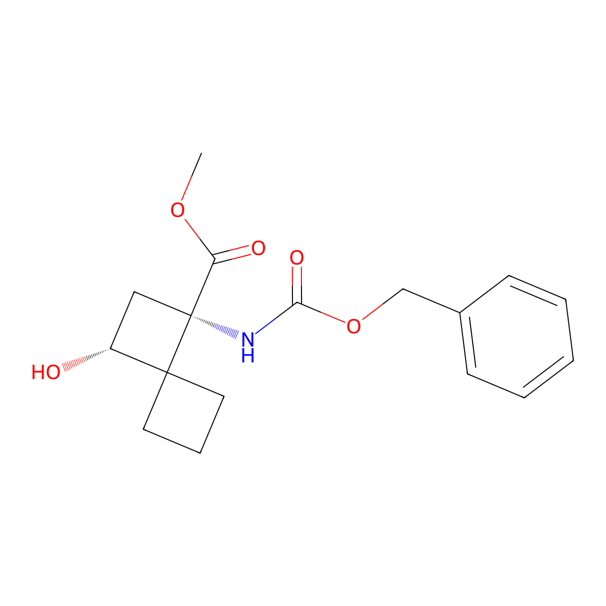 rac-methyl (1R,3S)-1-{[(benzyloxy)carbonyl]amino}-3-hydroxyspiro[3.3]heptane-1-carboxylate molecular structure, CAS 2679828-59-0