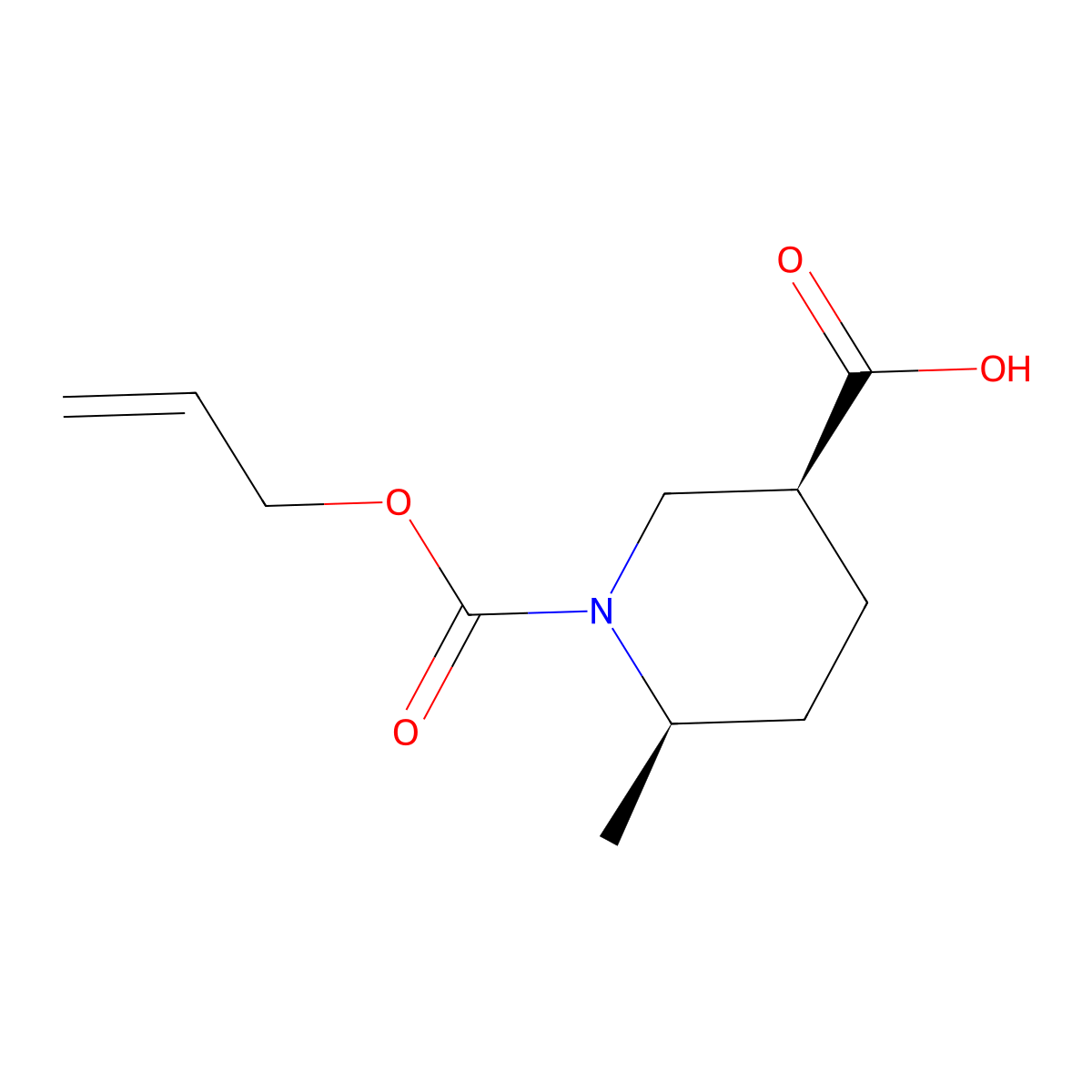 rac-(3R,6S)-6-methyl-1-[(prop-2-en-1-yloxy)carbonyl]piperidine-3-carboxylic acid molecular structure, CAS 2679828-66-9