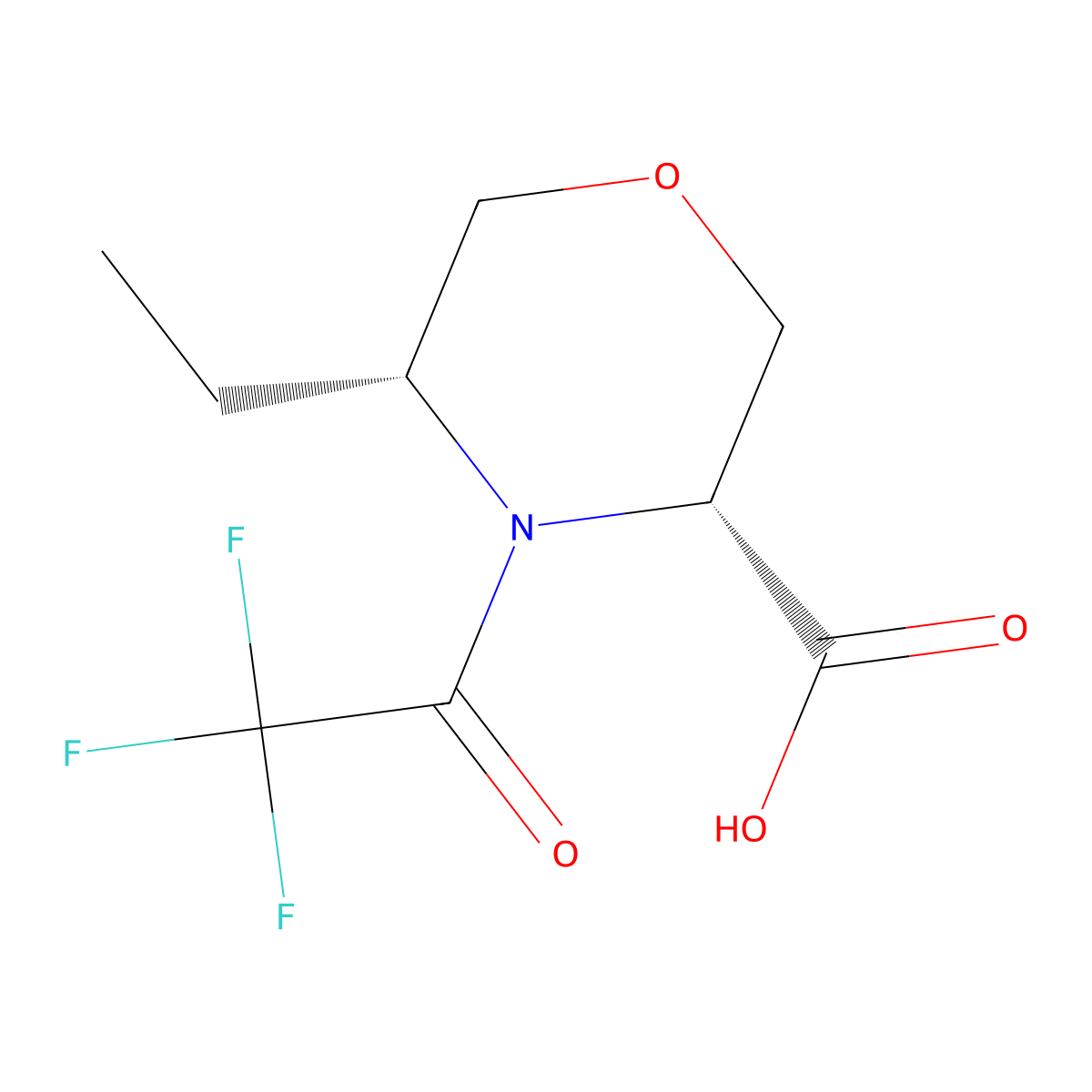 (3R,5R)-5-ethyl-4-(2,2,2-trifluoroacetyl)morpholine-3-carboxylic acid molecular structure, CAS 2679828-67-0
