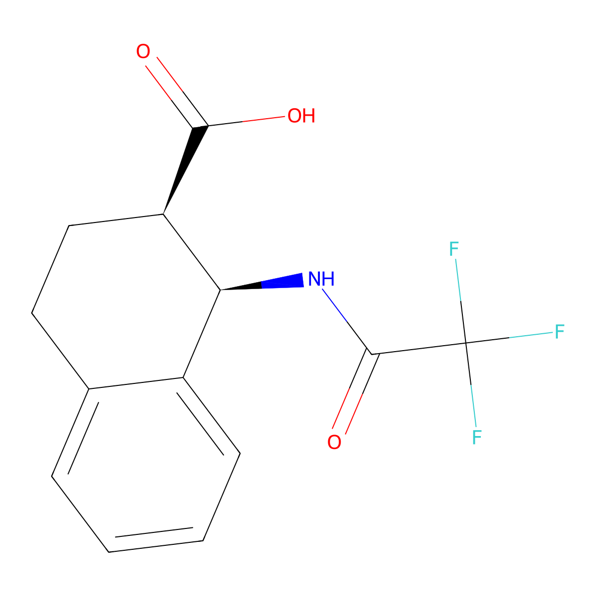rac-(1R,2R)-1-(2,2,2-trifluoroacetamido)-1,2,3,4-tetrahydronaphthalene-2-carboxylic acid molecular structure, CAS 2679828-68-1