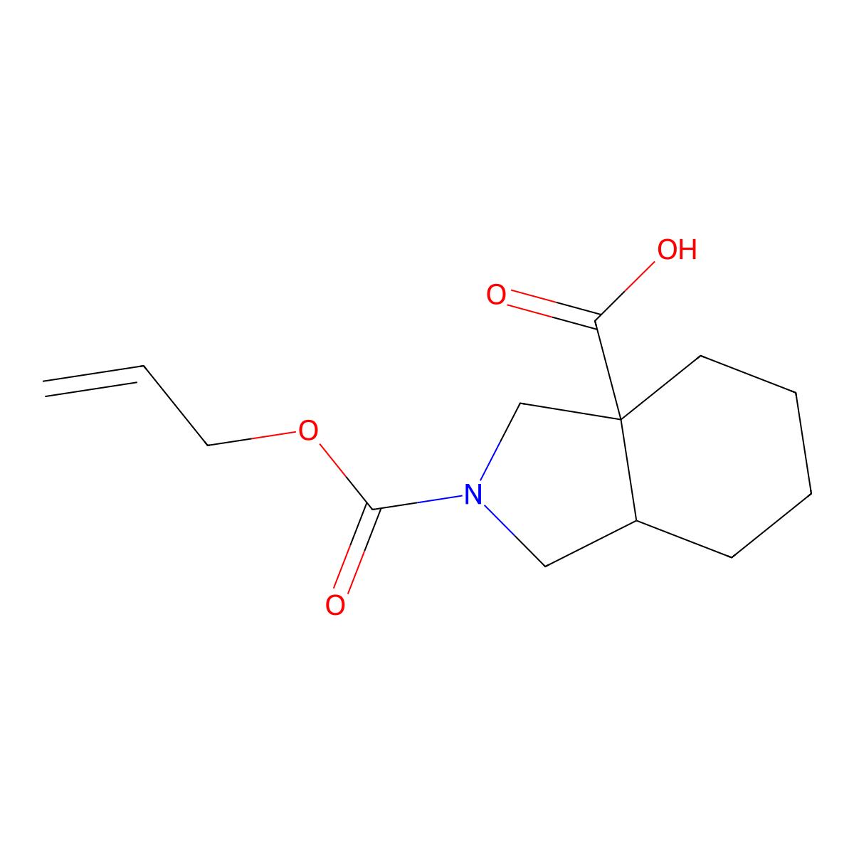 rac-(3aR,7aR)-2-[(prop-2-en-1-yloxy)carbonyl]-octahydro-1H-isoindole-3a-carboxylic acid molecular structure, CAS 2679828-80-7