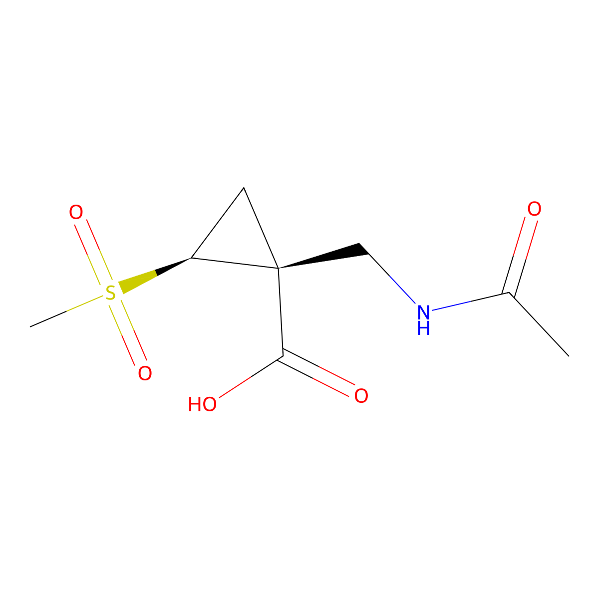 rac-(1R,2R)-1-(acetamidomethyl)-2-methanesulfonylcyclopropane-1-carboxylic acid molecular structure, CAS 2679828-88-5