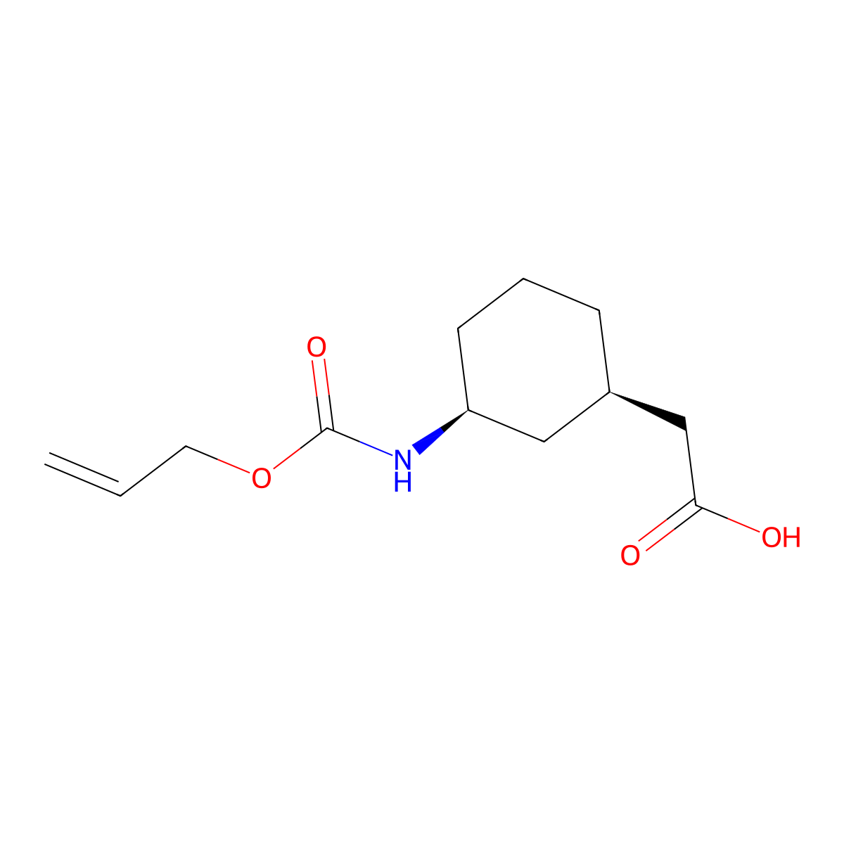 rac-2-[(1R,3S)-3-{[(prop-2-en-1-yloxy)carbonyl]amino}cyclohexyl]acetic acid molecular structure, CAS 2679828-95-4