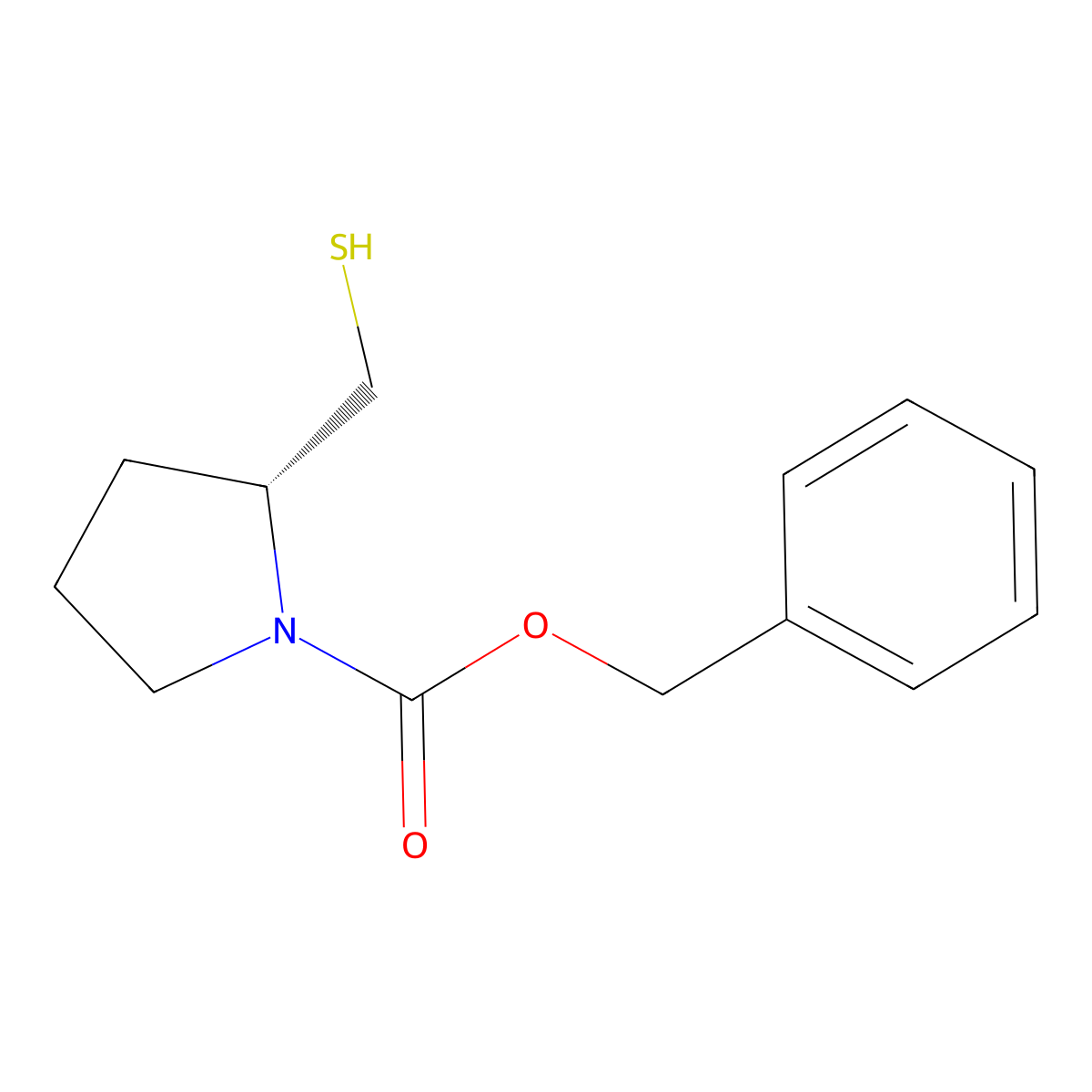 benzyl (2R)-2-(sulfanylmethyl)pyrrolidine-1-carboxylate molecular structure, CAS 2679828-96-5