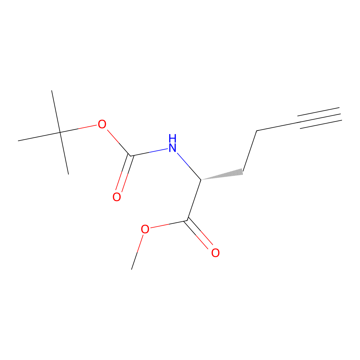 methyl (2R)-2-{[(tert-butoxy)carbonyl]amino}hex-5-ynoate molecular structure, CAS 2679828-99-8