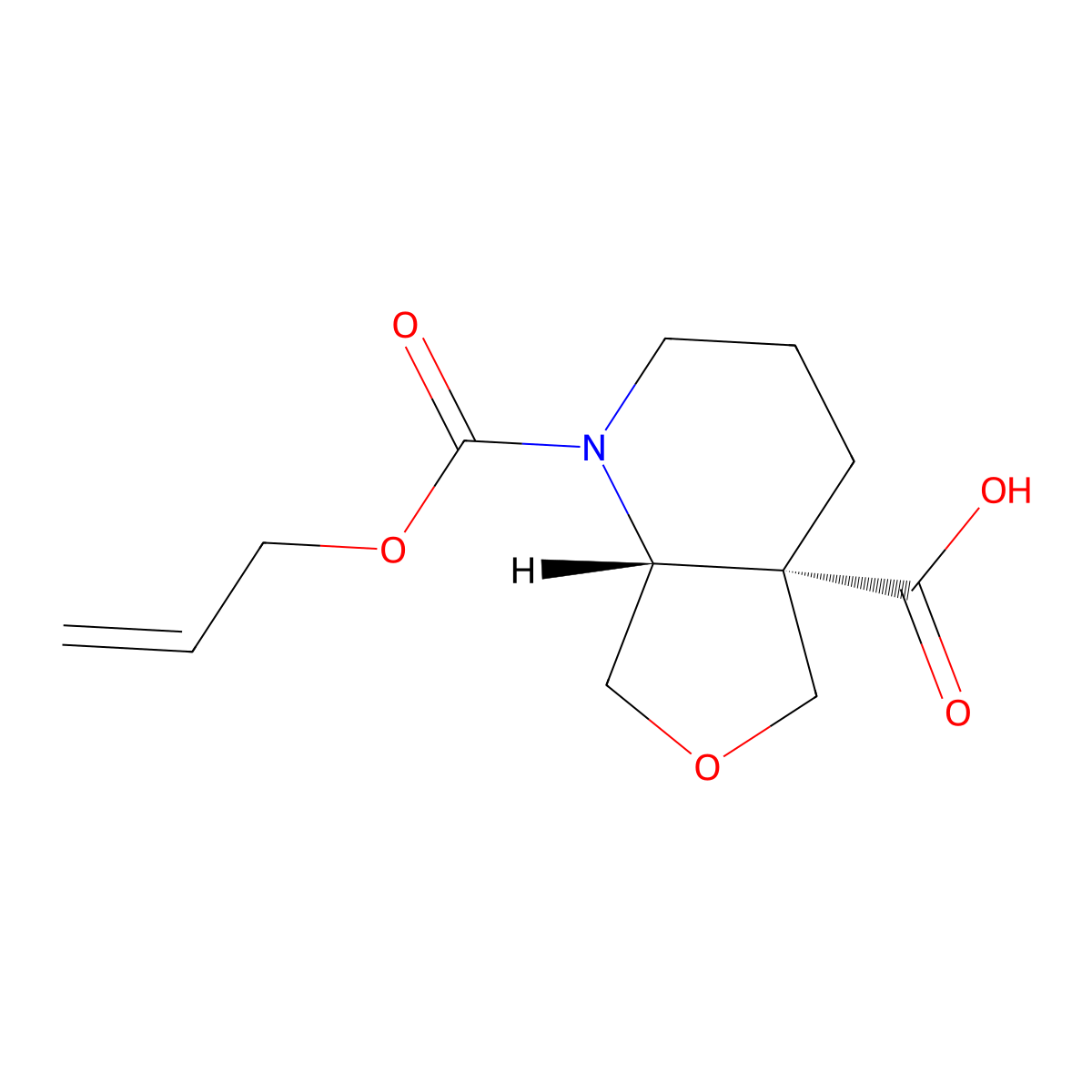 rac-(4aR,7aS)-1-[(prop-2-en-1-yloxy)carbonyl]-octahydrofuro[3,4-b]pyridine-4a-carboxylic acid molecular structure, CAS 2679829-06-0