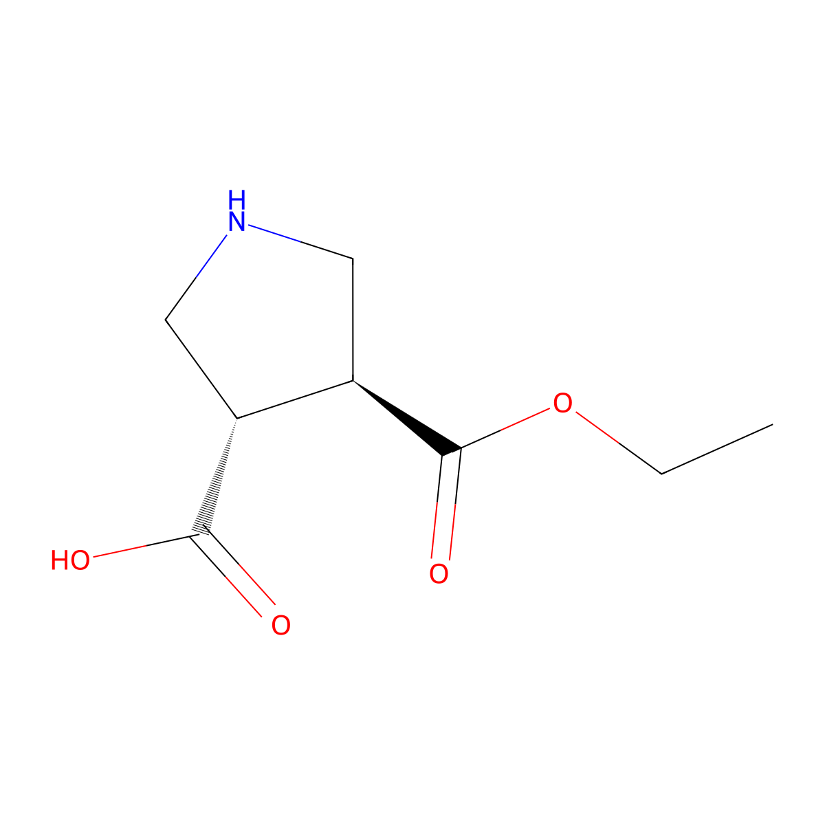 rac-(3R,4R)-4-(ethoxycarbonyl)pyrrolidine-3-carboxylic acid molecular structure, CAS 2679829-10-6