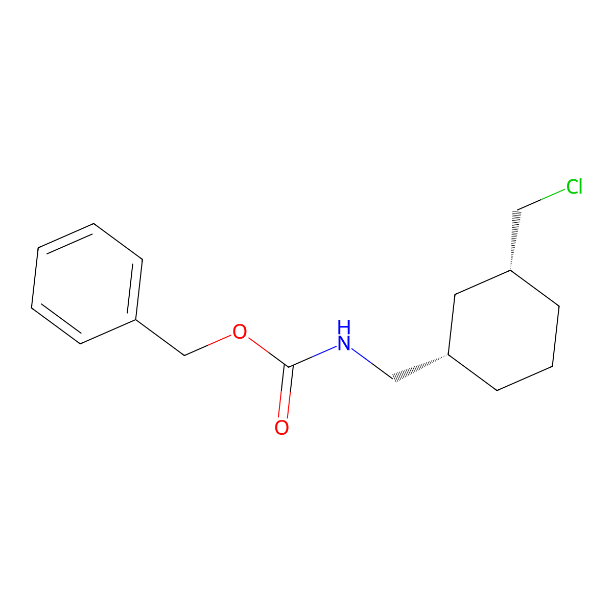 rac-benzyl N-{[(1R,3S)-3-(chloromethyl)cyclohexyl]methyl}carbamate molecular structure, CAS 2679829-16-2