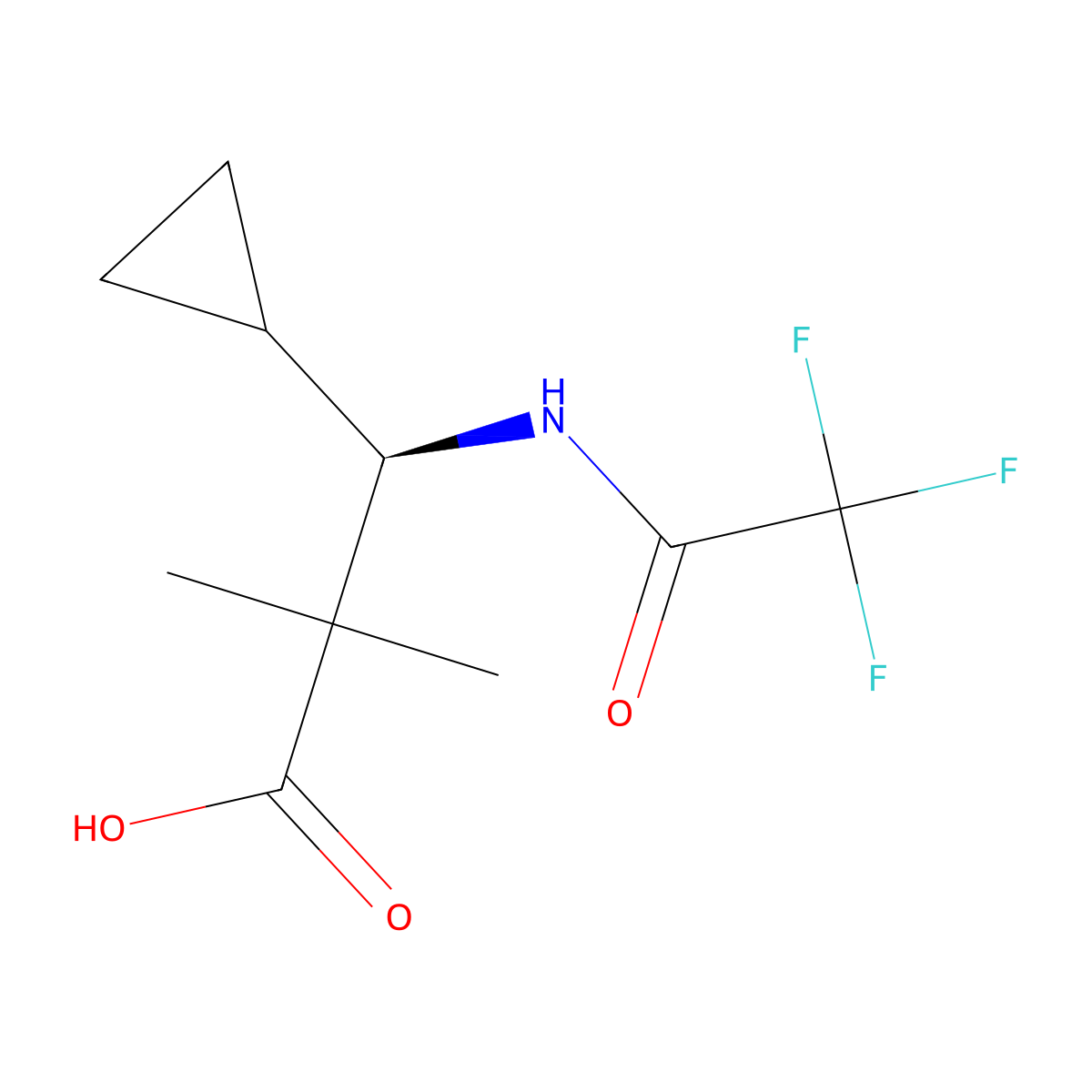 (3R)-3-cyclopropyl-2,2-dimethyl-3-(trifluoroacetamido)propanoic acid molecular structure, CAS 2679829-34-4