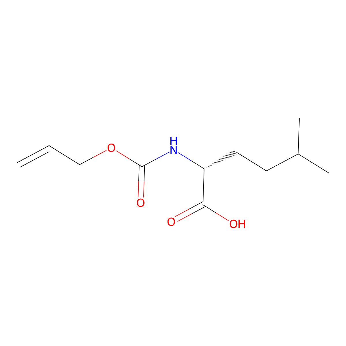 (2R)-5-methyl-2-{[(prop-2-en-1-yloxy)carbonyl]amino}hexanoic acid molecular structure, CAS 2679829-35-5