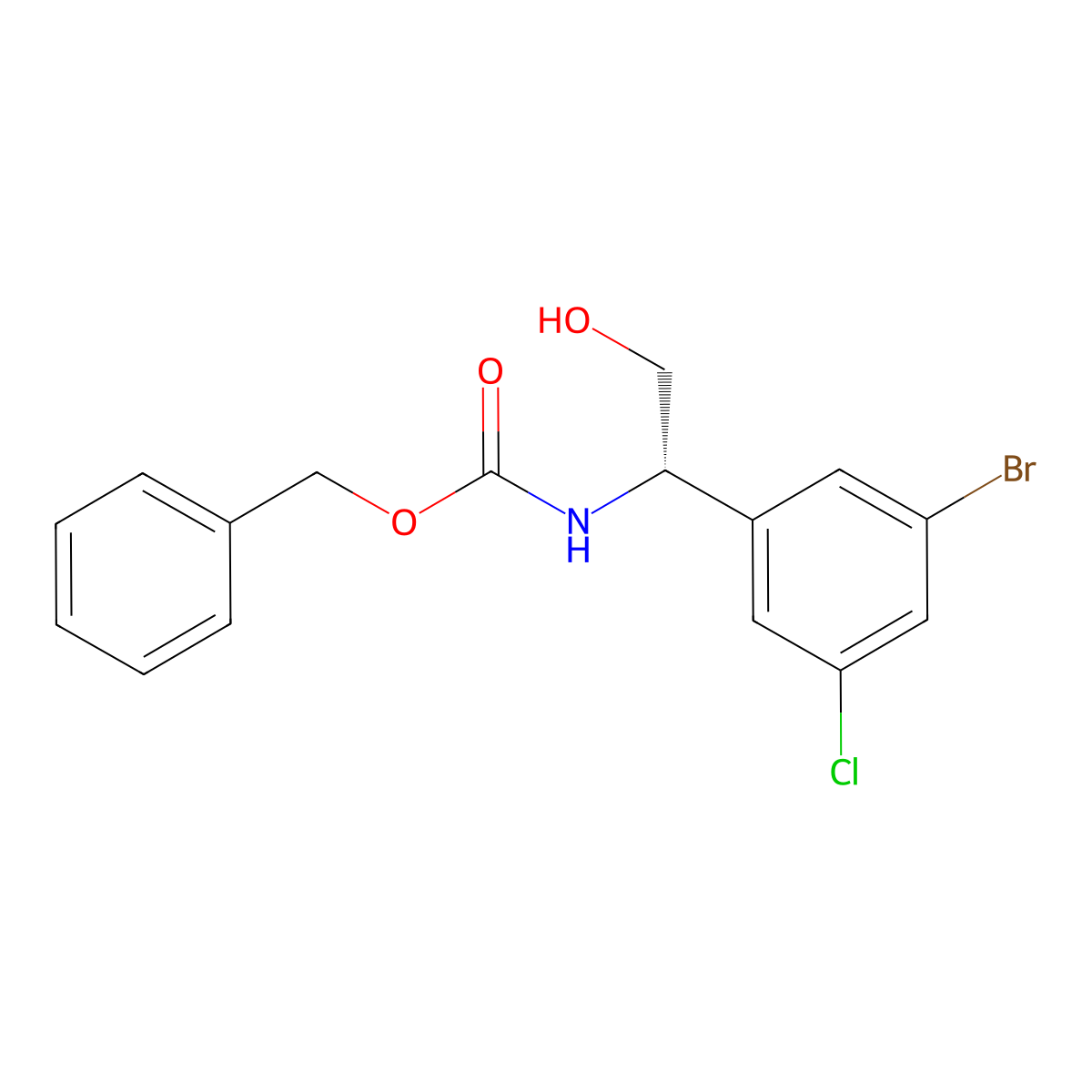 benzyl N-[(1S)-1-(3-bromo-5-chlorophenyl)-2-hydroxyethyl]carbamate molecular structure, CAS 2679829-37-7