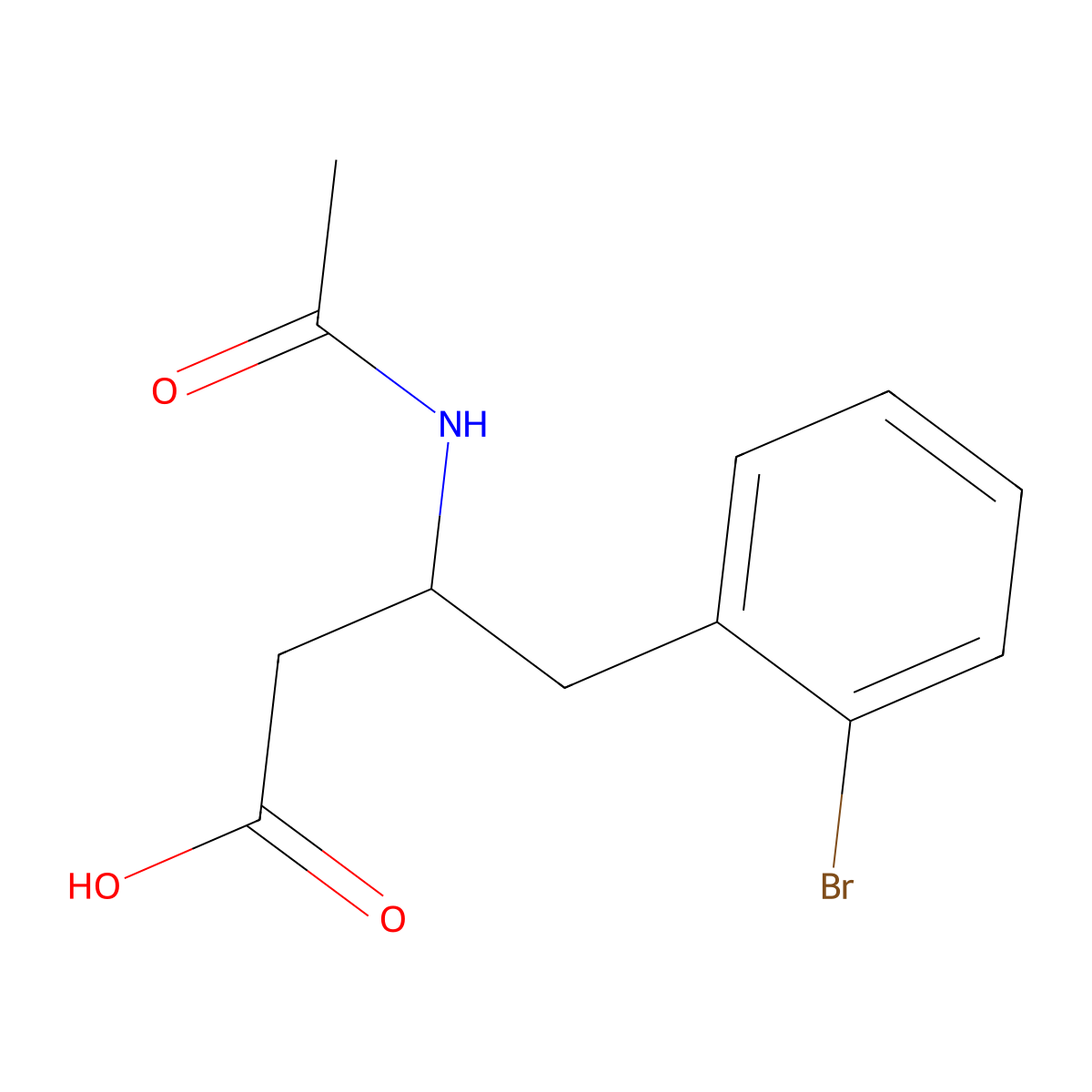 (3R)-4-(2-bromophenyl)-3-acetamidobutanoic acid molecular structure, CAS 2679829-39-9