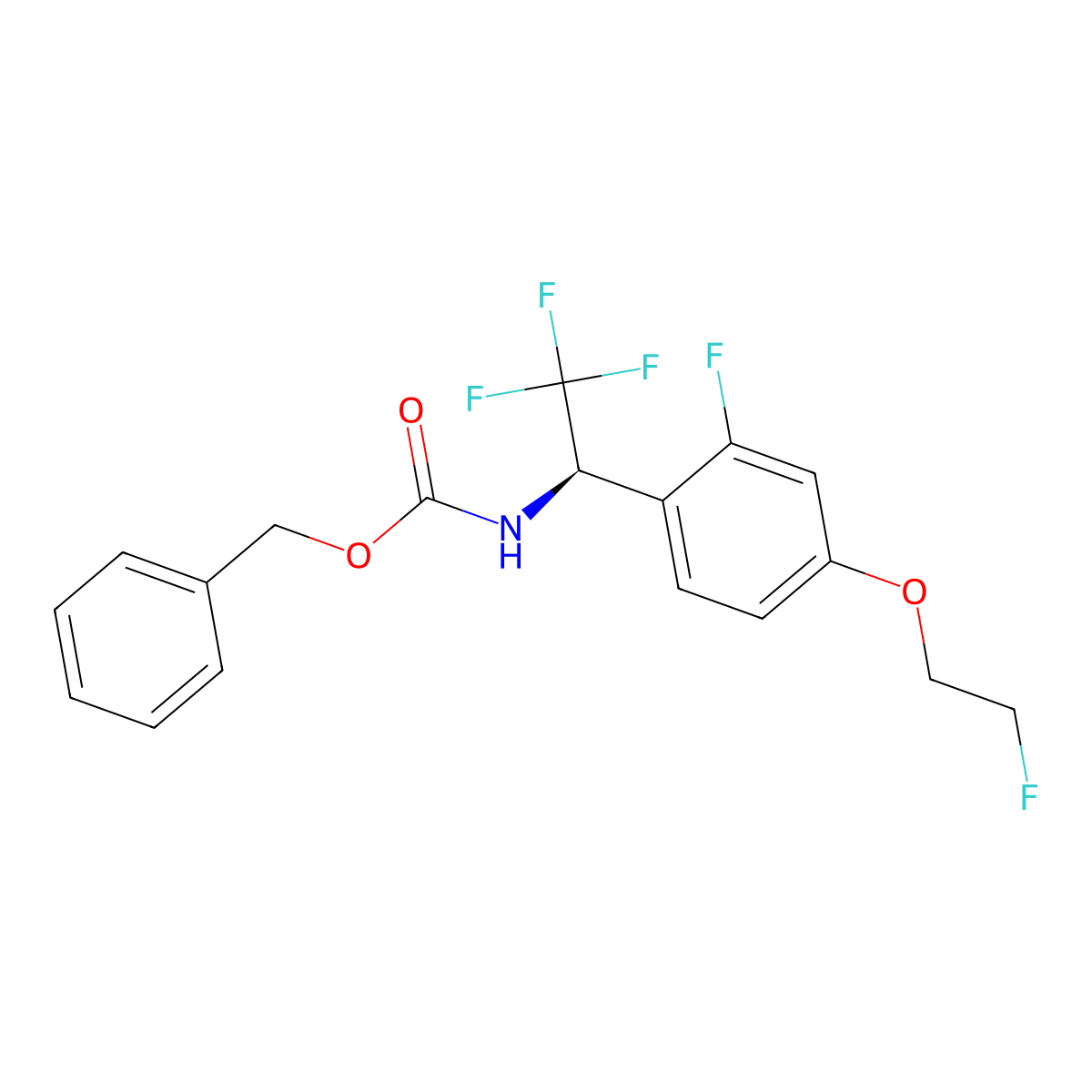 benzyl N-[(1R)-2,2,2-trifluoro-1-[2-fluoro-4-(2-fluoroethoxy)phenyl]ethyl]carbamate molecular structure, CAS 2679829-46-8
