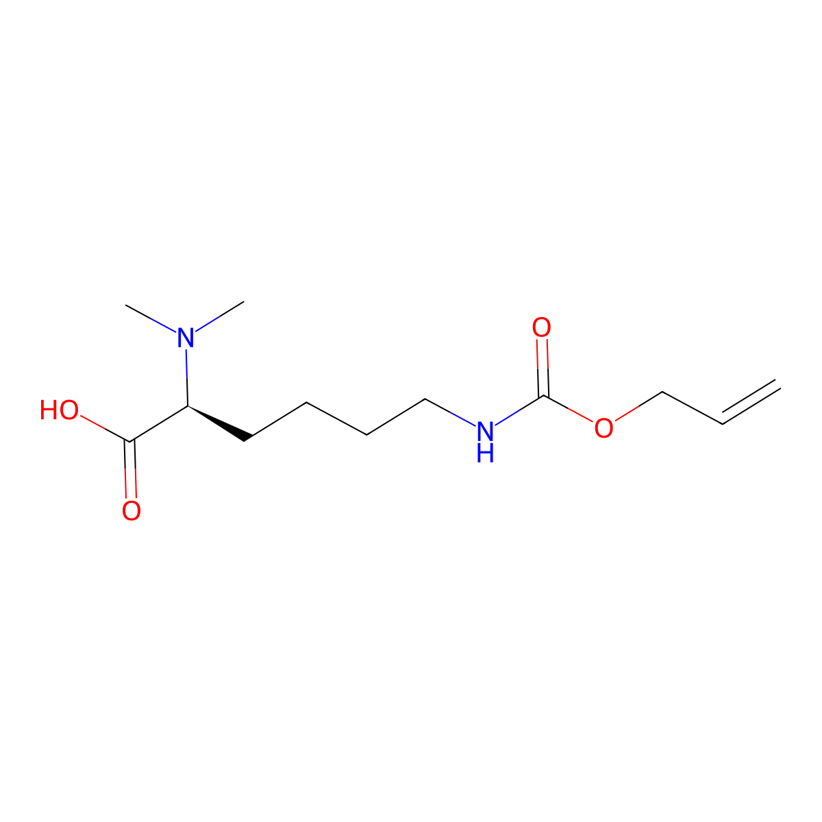 (2S)-2-(dimethylamino)-6-{[(prop-2-en-1-yloxy)carbonyl]amino}hexanoic acid molecular structure, CAS 2679829-54-8