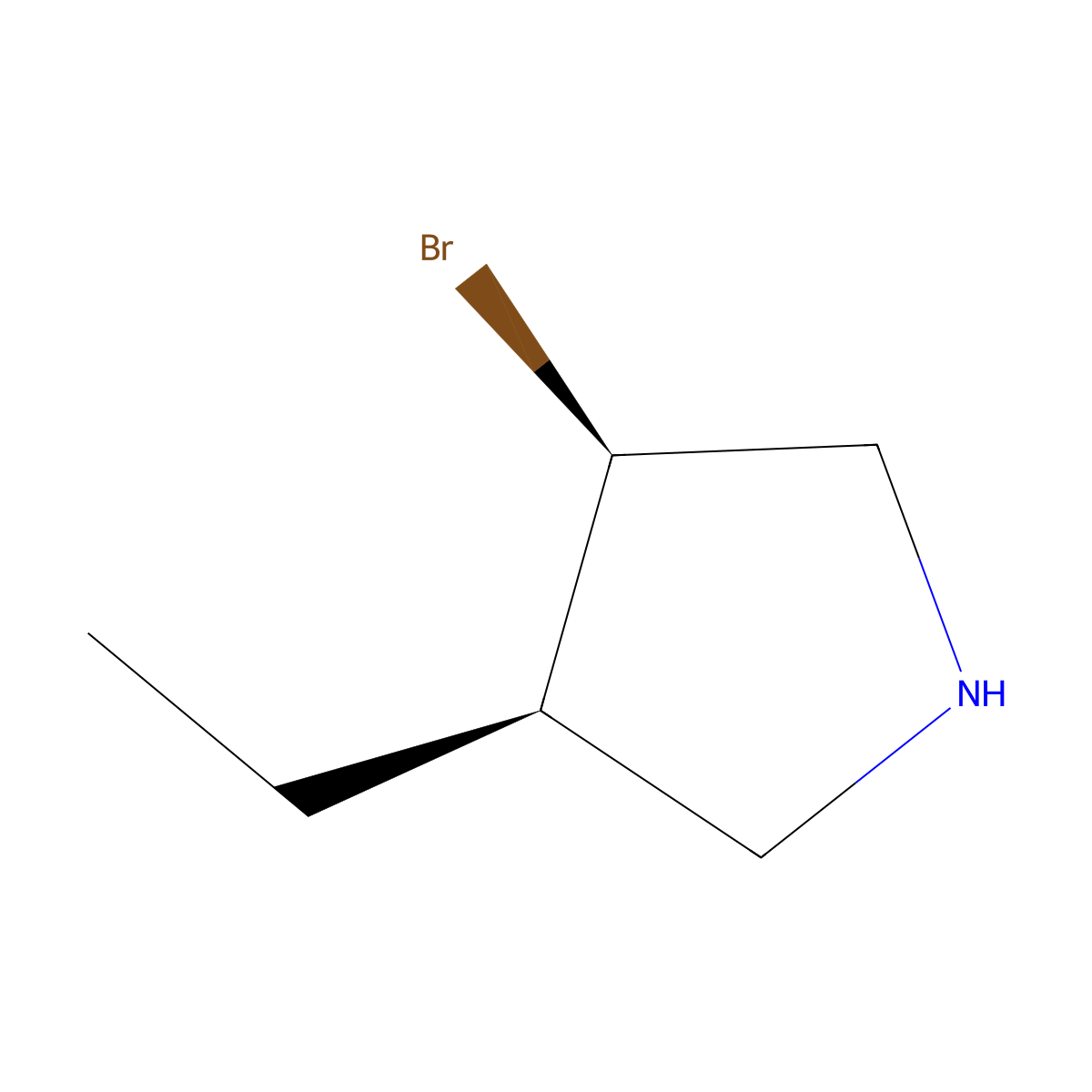 rac-(3R,4R)-3-bromo-4-ethylpyrrolidine molecular structure, CAS 2679829-65-1