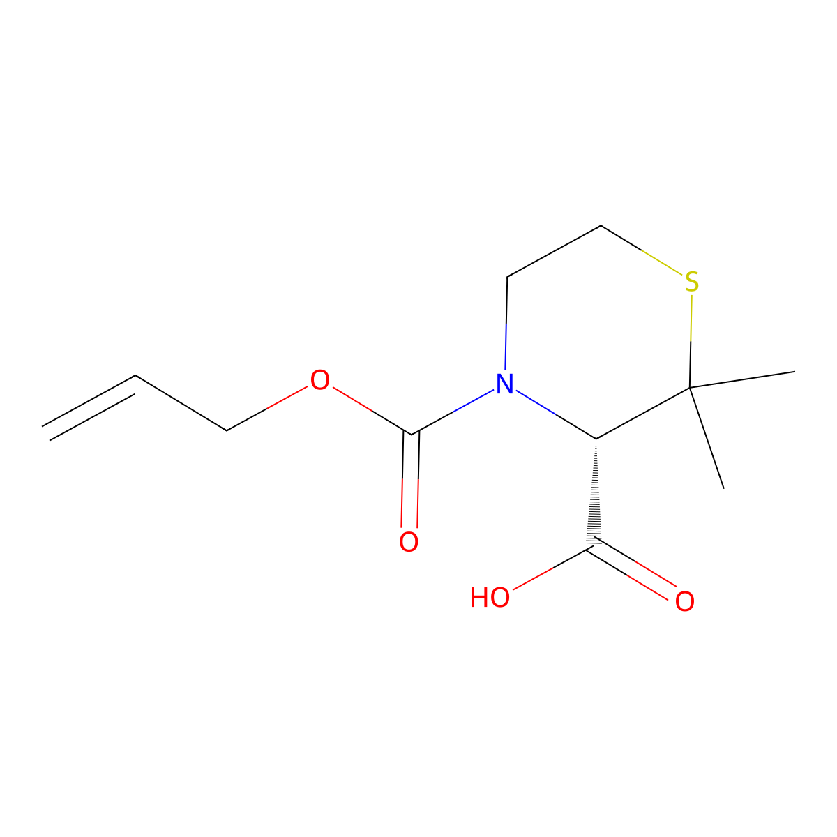 (3S)-2,2-dimethyl-4-[(prop-2-en-1-yloxy)carbonyl]thiomorpholine-3-carboxylic acid molecular structure, CAS 2679829-67-3