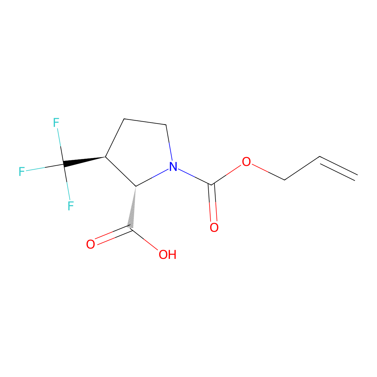 rac-(2R,3R)-1-[(prop-2-en-1-yloxy)carbonyl]-3-(trifluoromethyl)pyrrolidine-2-carboxylic acid molecular structure, CAS 2679830-97-6