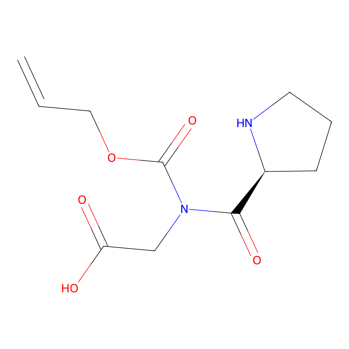 2-{N-[(prop-2-en-1-yloxy)carbonyl]-1-[(2S)-pyrrolidin-2-yl]formamido}acetic acid molecular structure, CAS 2679830-99-8