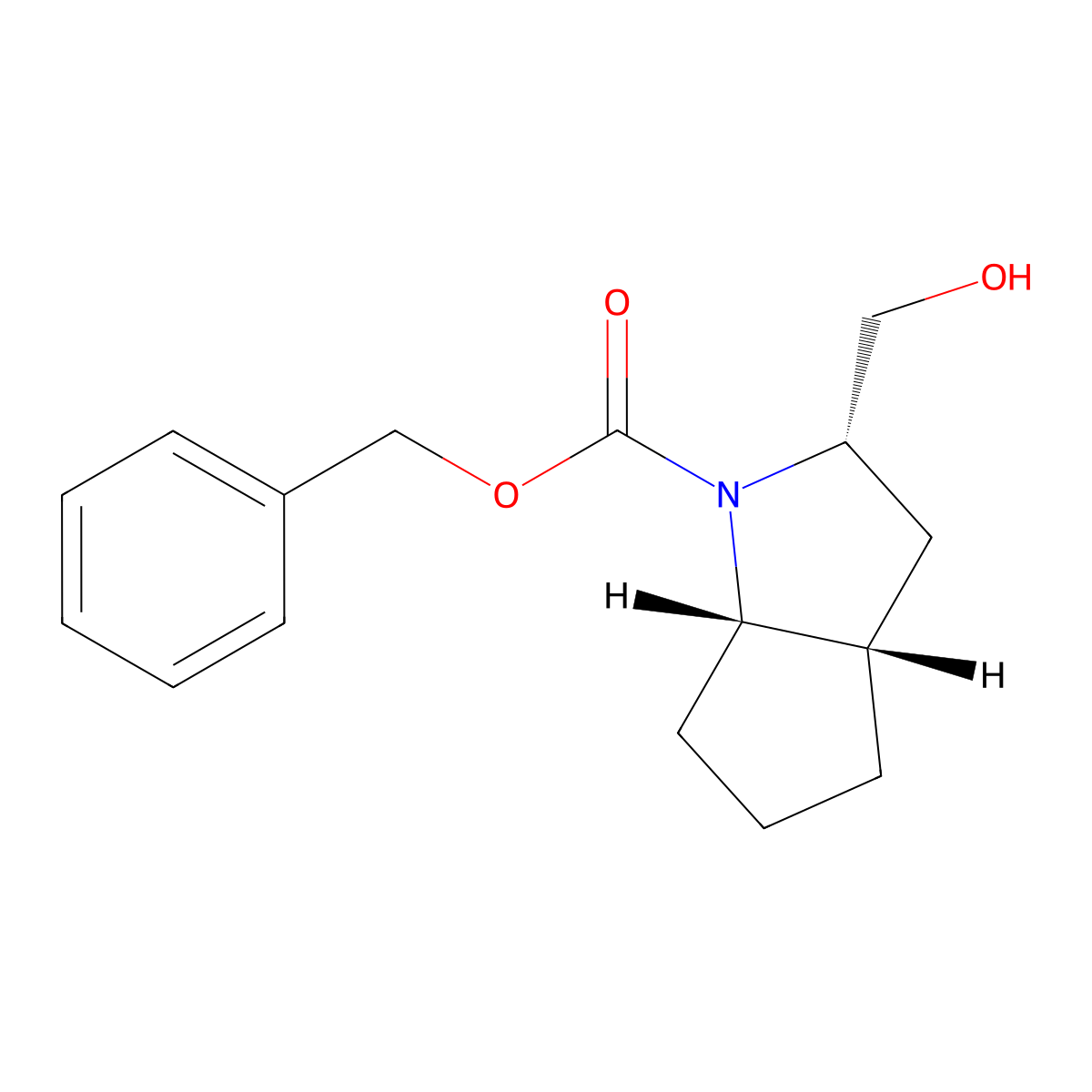 benzyl (2S,3aS,6aS)-2-(hydroxymethyl)-octahydrocyclopenta[b]pyrrole-1-carboxylate molecular structure, CAS 2679831-00-4