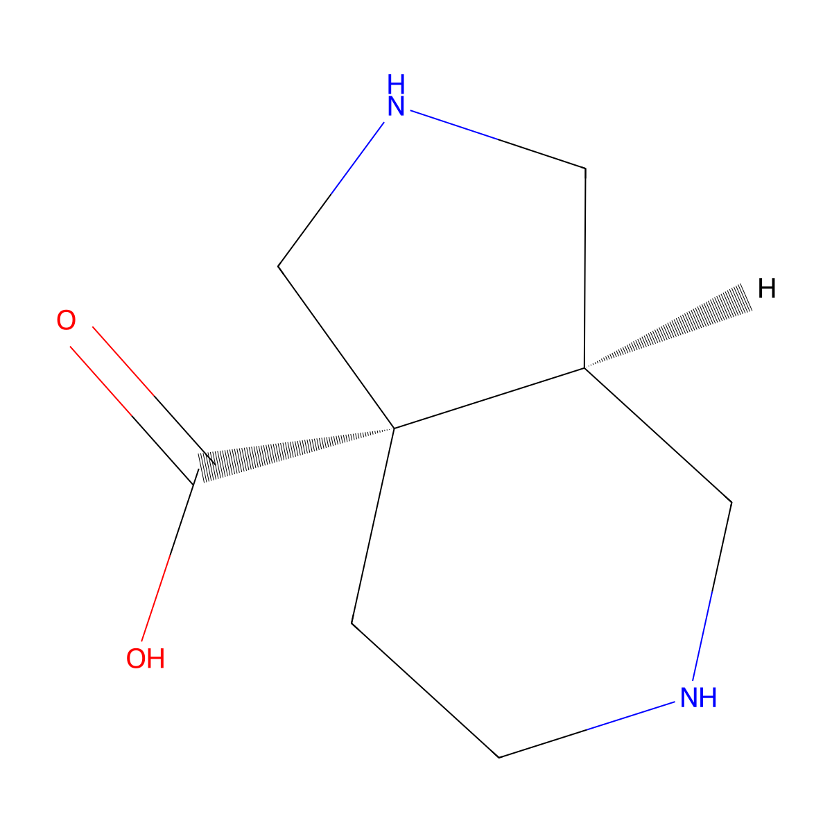 rac-(3aR,7aS)-octahydro-1H-pyrrolo[3,4-c]pyridine-7a-carboxylic acid molecular structure, CAS 2679831-10-6