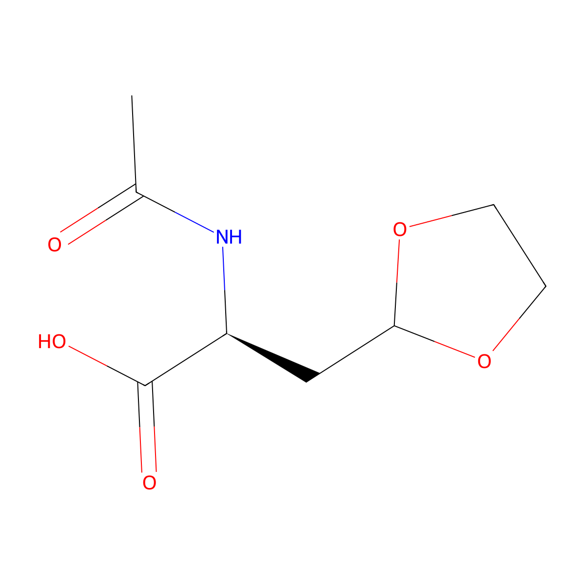 (2S)-3-(1,3-dioxolan-2-yl)-2-acetamidopropanoic acid molecular structure, CAS 2679831-17-3