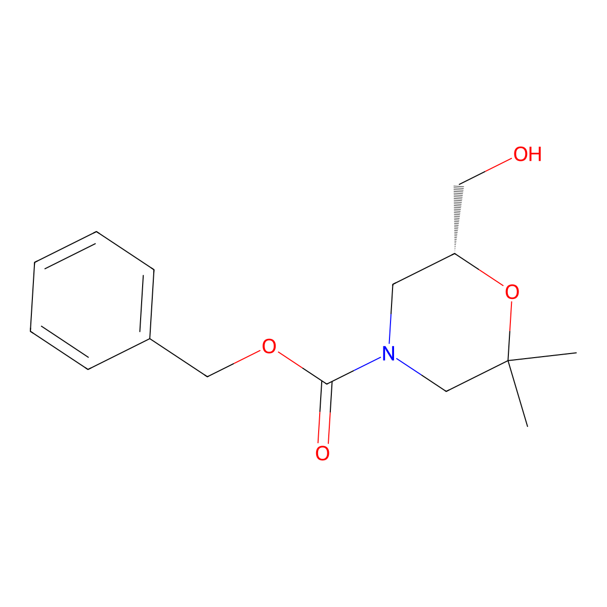 benzyl (6R)-6-(hydroxymethyl)-2,2-dimethylmorpholine-4-carboxylate molecular structure, CAS 2679831-19-5