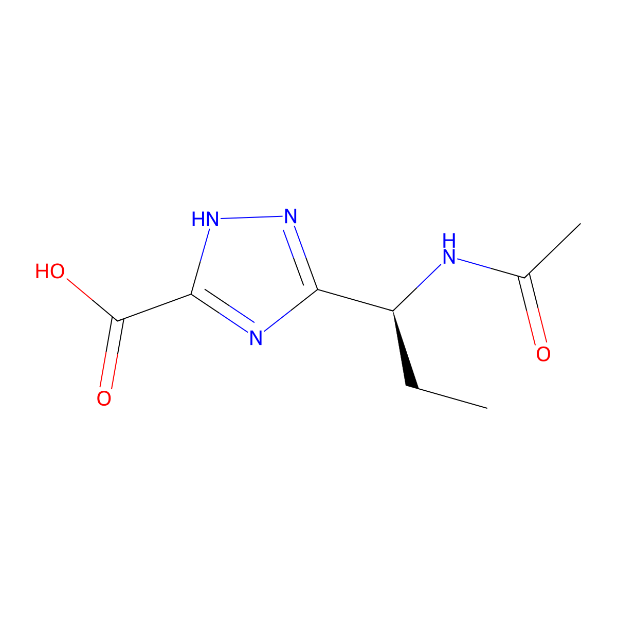 3-[(1S)-1-acetamidopropyl]-1H-1,2,4-triazole-5-carboxylic acid molecular structure, CAS 2679831-21-9