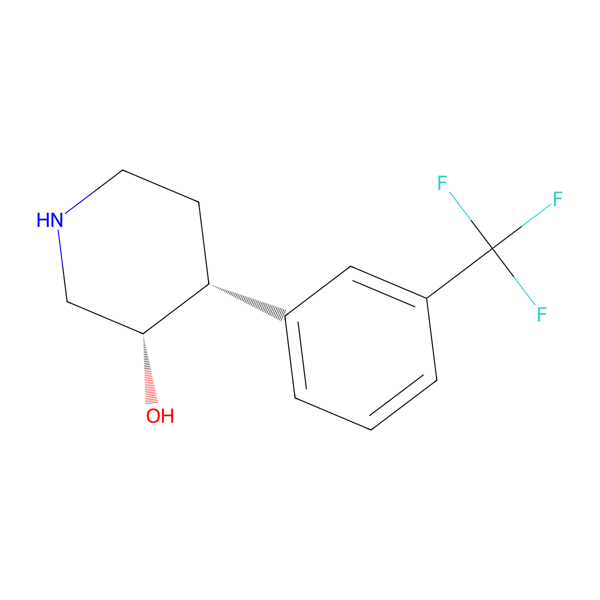 rac-(3R,4S)-4-[3-(trifluoromethyl)phenyl]piperidin-3-ol molecular structure, CAS 2679831-24-2