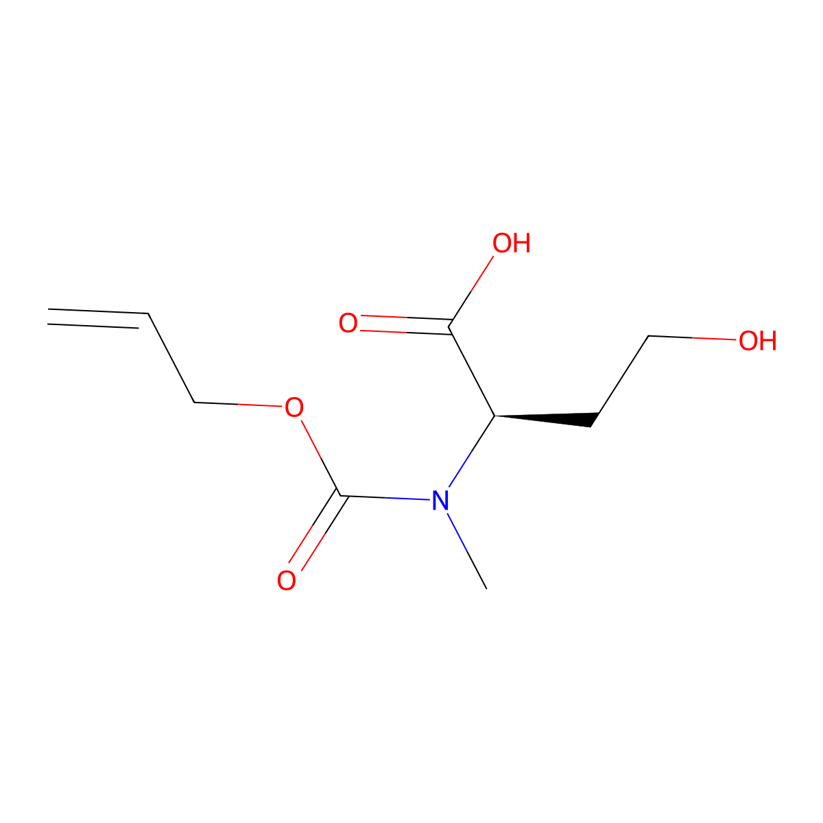 (2R)-4-hydroxy-2-{methyl[(prop-2-en-1-yloxy)carbonyl]amino}butanoic acid molecular structure, CAS 2679831-25-3