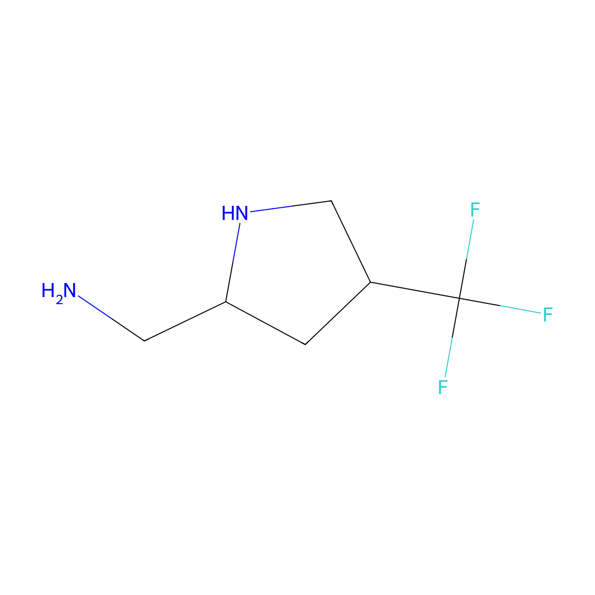 1-[(2S,4S)-4-(trifluoromethyl)pyrrolidin-2-yl]methanamine molecular structure, CAS 2679831-39-9