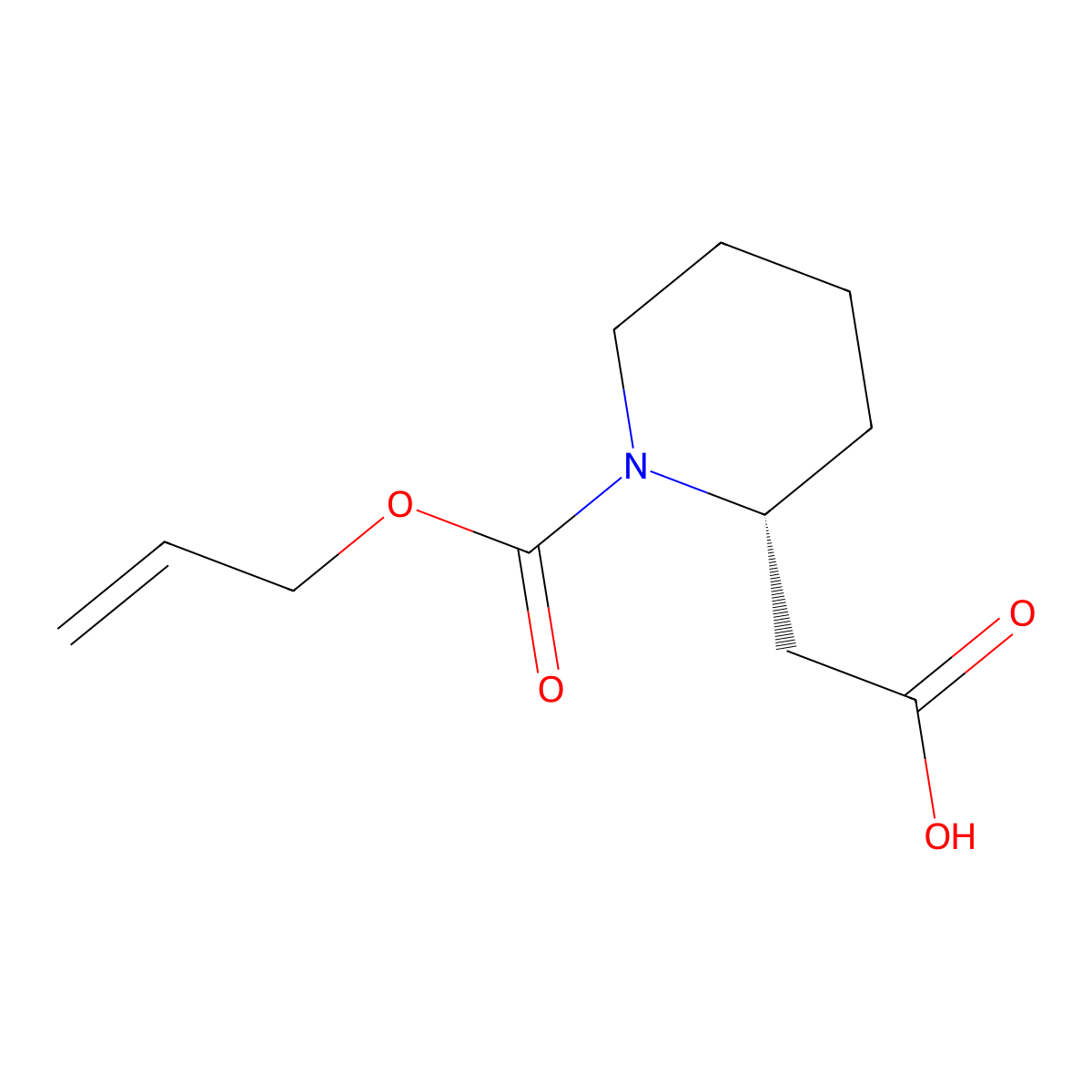 2-[(2R)-1-[(prop-2-en-1-yloxy)carbonyl]piperidin-2-yl]acetic acid molecular structure, CAS 2679831-44-6