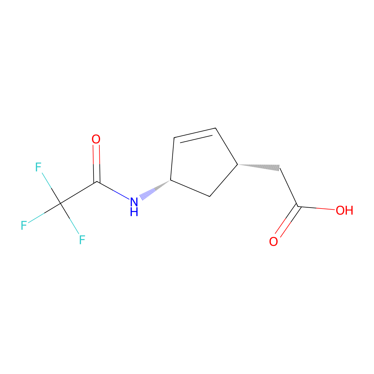 2-[(1S,4S)-4-(2,2,2-trifluoroacetamido)cyclopent-2-en-1-yl]acetic acid molecular structure, CAS 2679831-52-6