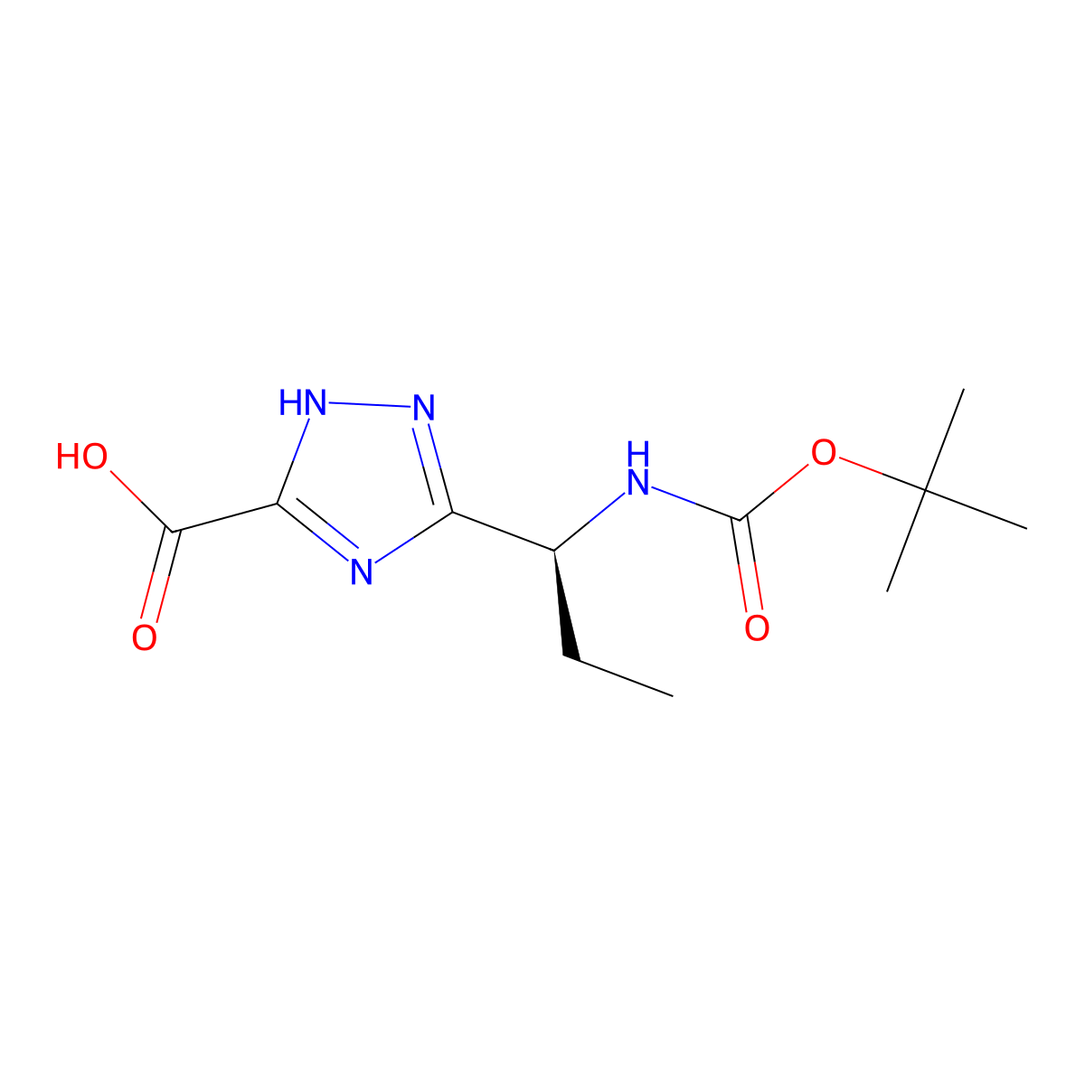3-[(1S)-1-{[(tert-butoxy)carbonyl]amino}propyl]-1H-1,2,4-triazole-5-carboxylic acid molecular structure, CAS 2679831-57-1
