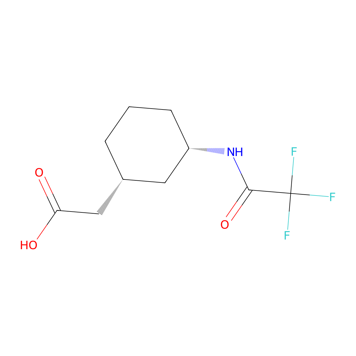 rac-2-[(1R,3S)-3-(trifluoroacetamido)cyclohexyl]acetic acid molecular structure, CAS 2679831-59-3