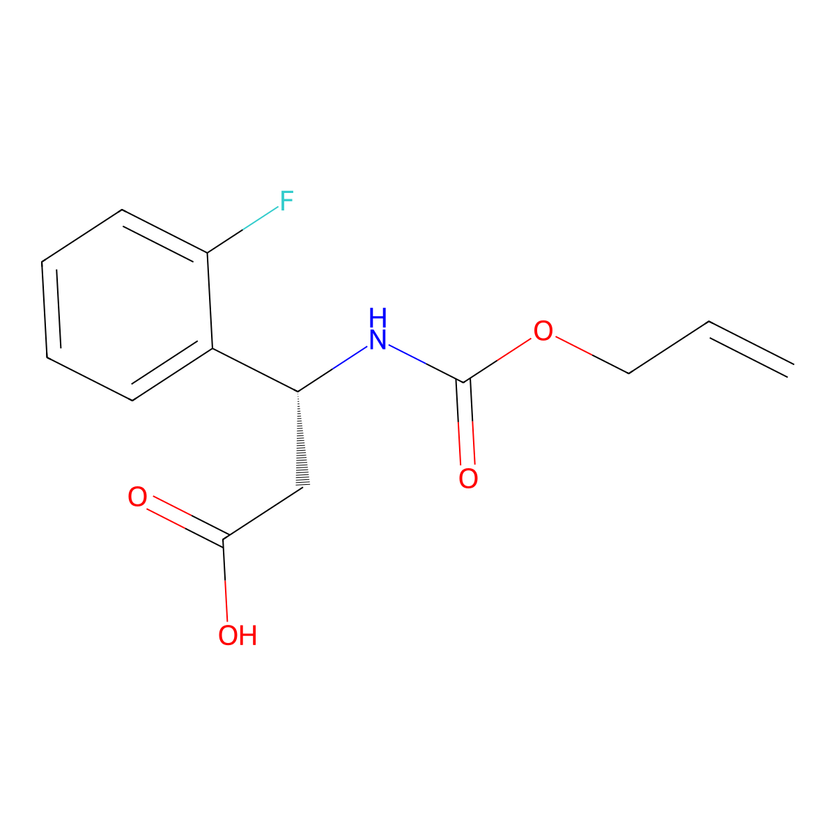 (3R)-3-(2-fluorophenyl)-3-{[(prop-2-en-1-yloxy)carbonyl]amino}propanoic acid molecular structure, CAS 2679831-60-6