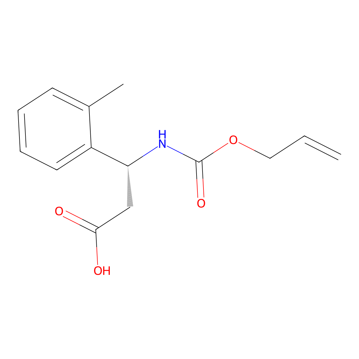 (3R)-3-(2-methylphenyl)-3-{[(prop-2-en-1-yloxy)carbonyl]amino}propanoic acid molecular structure, CAS 2679831-63-9