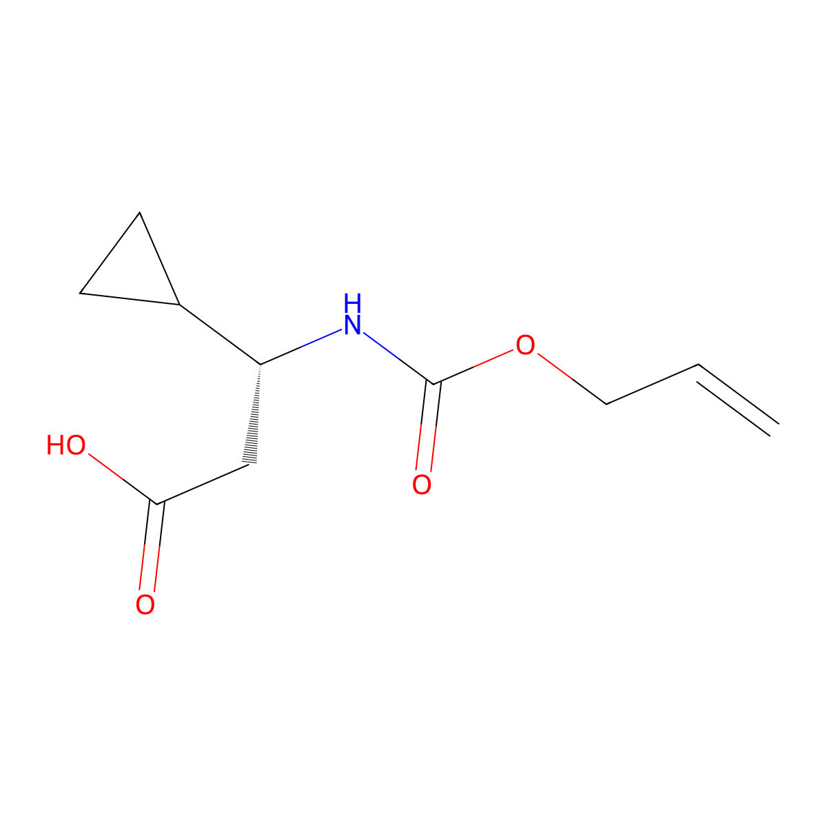 (3R)-3-cyclopropyl-3-{[(prop-2-en-1-yloxy)carbonyl]amino}propanoic acid molecular structure, CAS 2679831-65-1