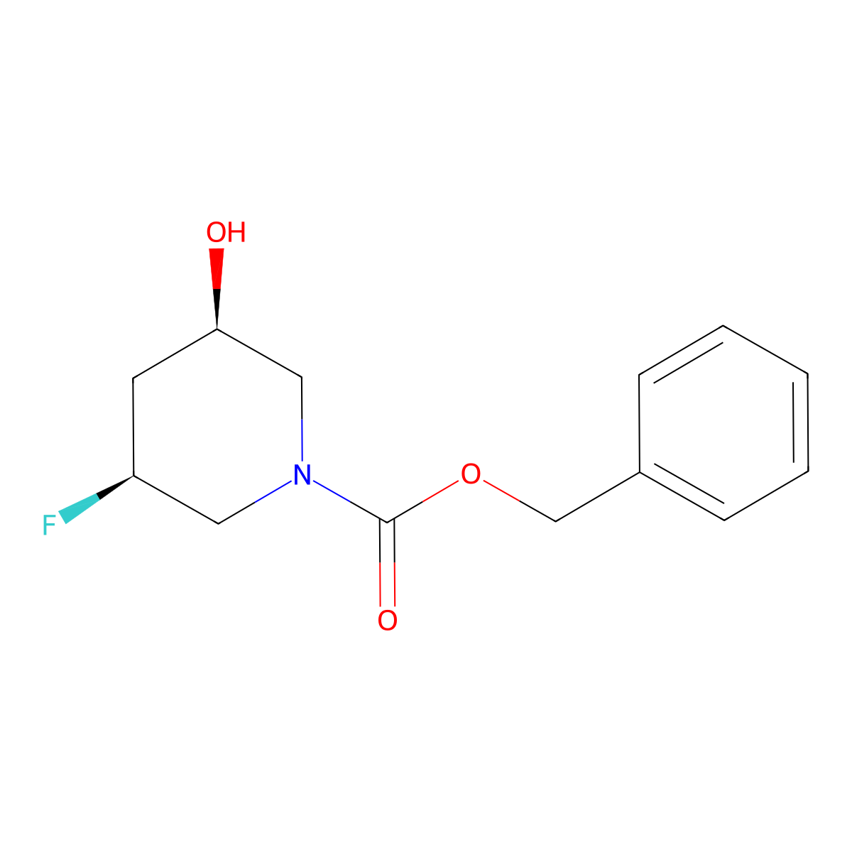 benzyl (3S,5R)-3-fluoro-5-hydroxypiperidine-1-carboxylate molecular structure, CAS 2679831-77-5