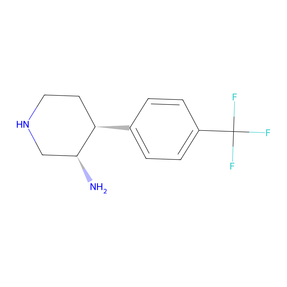 rac-(3R,4S)-4-[4-(trifluoromethyl)phenyl]piperidin-3-amine molecular structure, CAS 2679831-78-6