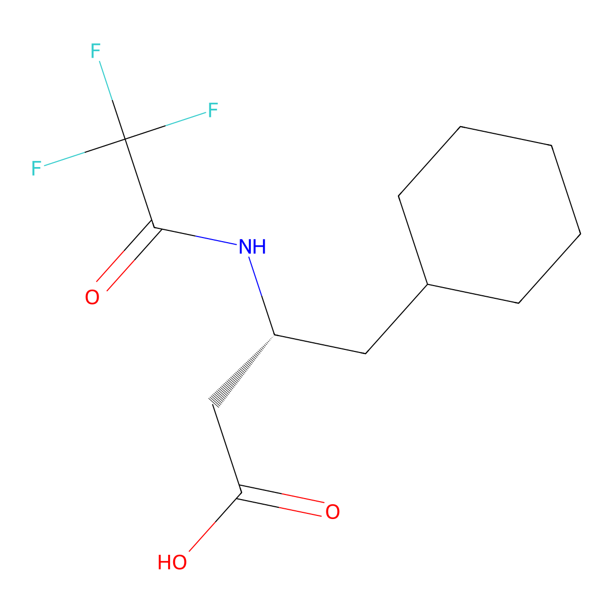 (3R)-4-cyclohexyl-3-(2,2,2-trifluoroacetamido)butanoic acid molecular structure, CAS 2679831-84-4