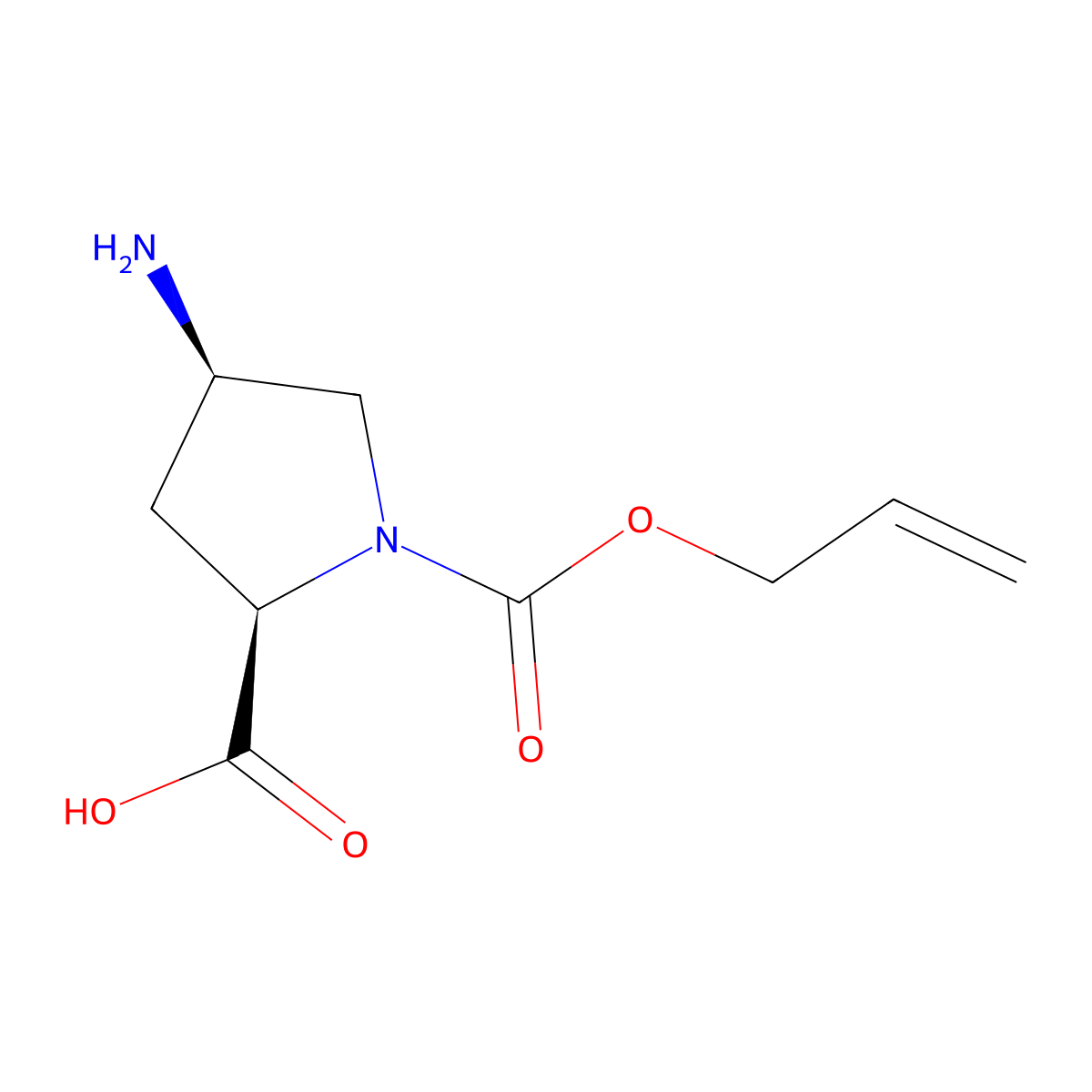 (2R,4R)-4-amino-1-[(prop-2-en-1-yloxy)carbonyl]pyrrolidine-2-carboxylic acid molecular structure, CAS 2679831-85-5