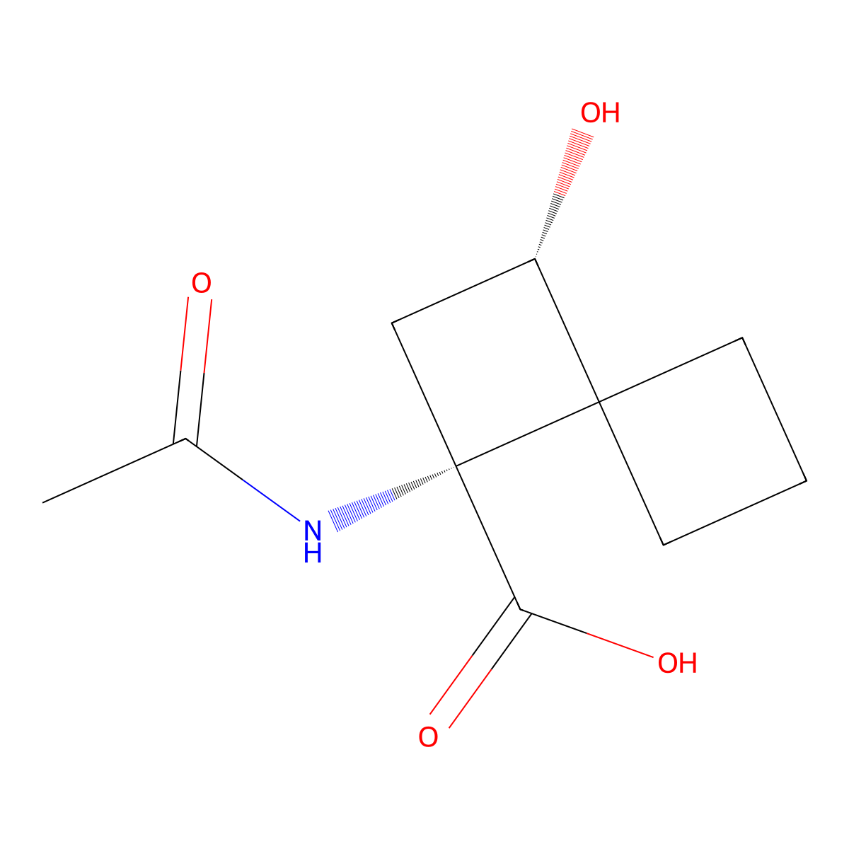 rac-(1R,3S)-1-acetamido-3-hydroxyspiro[3.3]heptane-1-carboxylic acid molecular structure, CAS 2679831-97-9