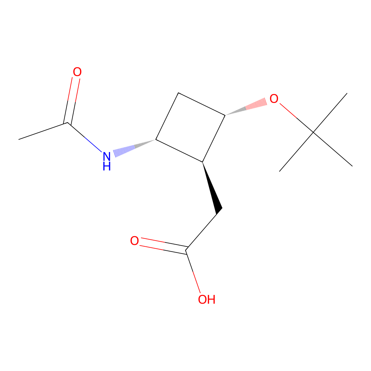 rac-2-[(1R,2R,4S)-2-(tert-butoxy)-4-acetamidocyclobutyl]acetic acid molecular structure, CAS 2679831-98-0