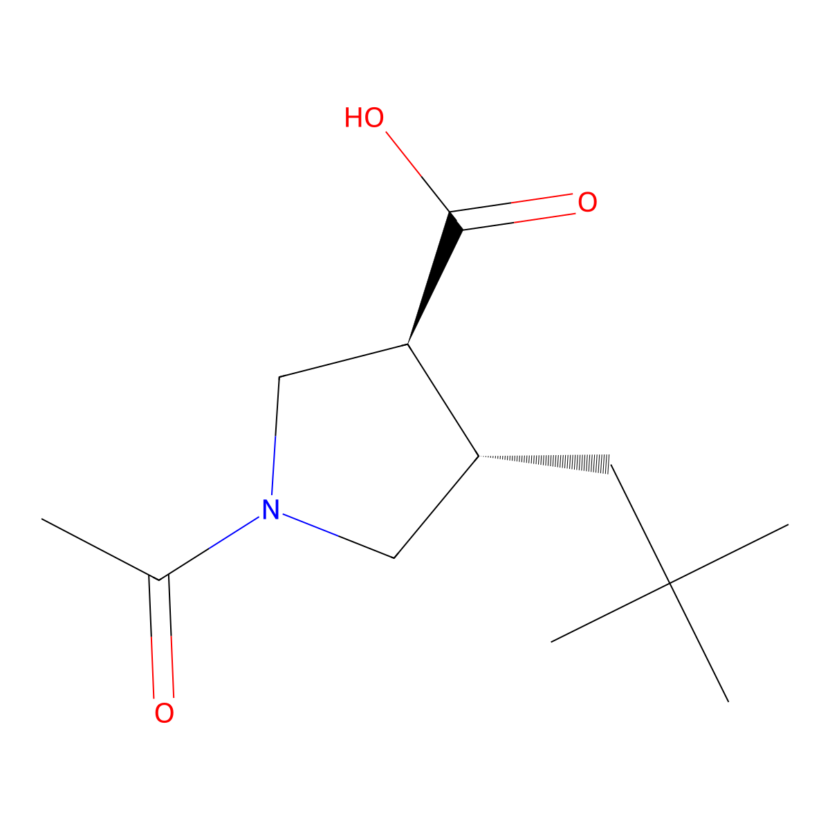 rac-(3R,4R)-1-acetyl-4-(2,2-dimethylpropyl)pyrrolidine-3-carboxylic acid molecular structure, CAS 2679832-05-2
